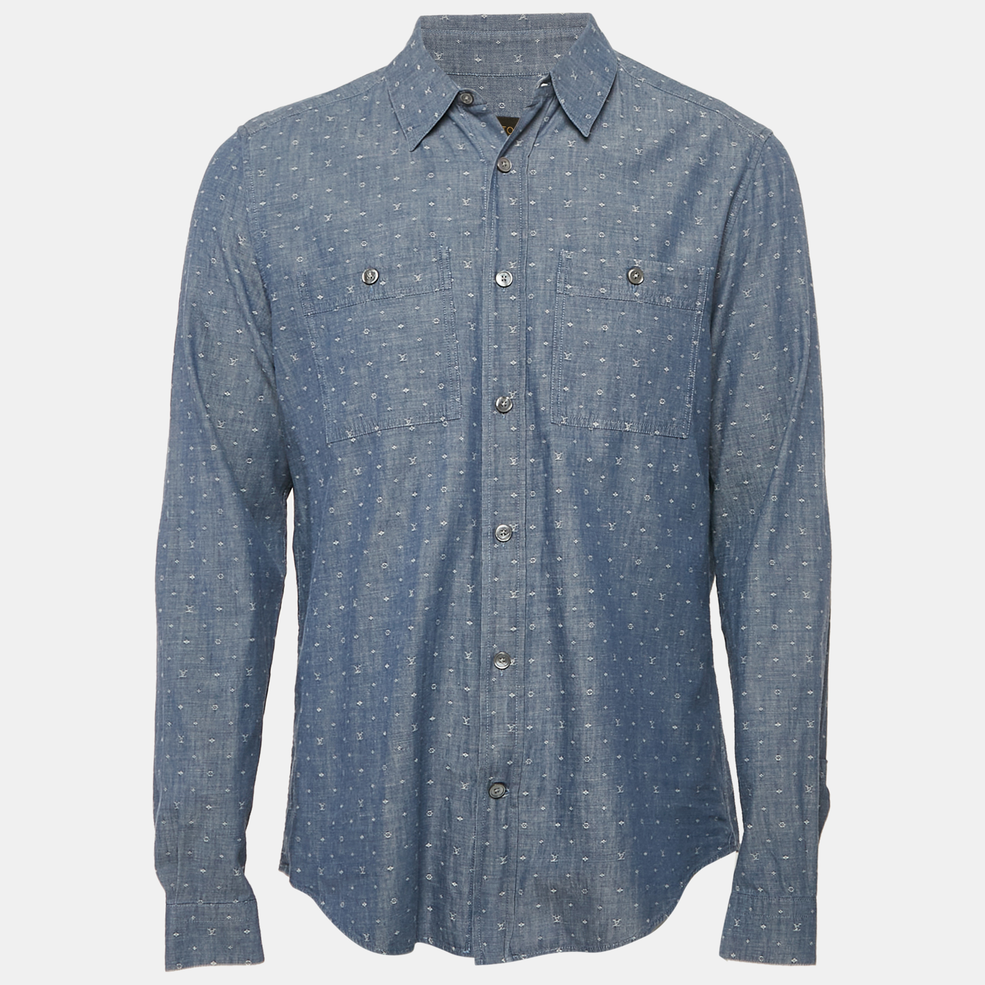 

Louis Vuitton Blue Monogram Denim Button Front Shirt L