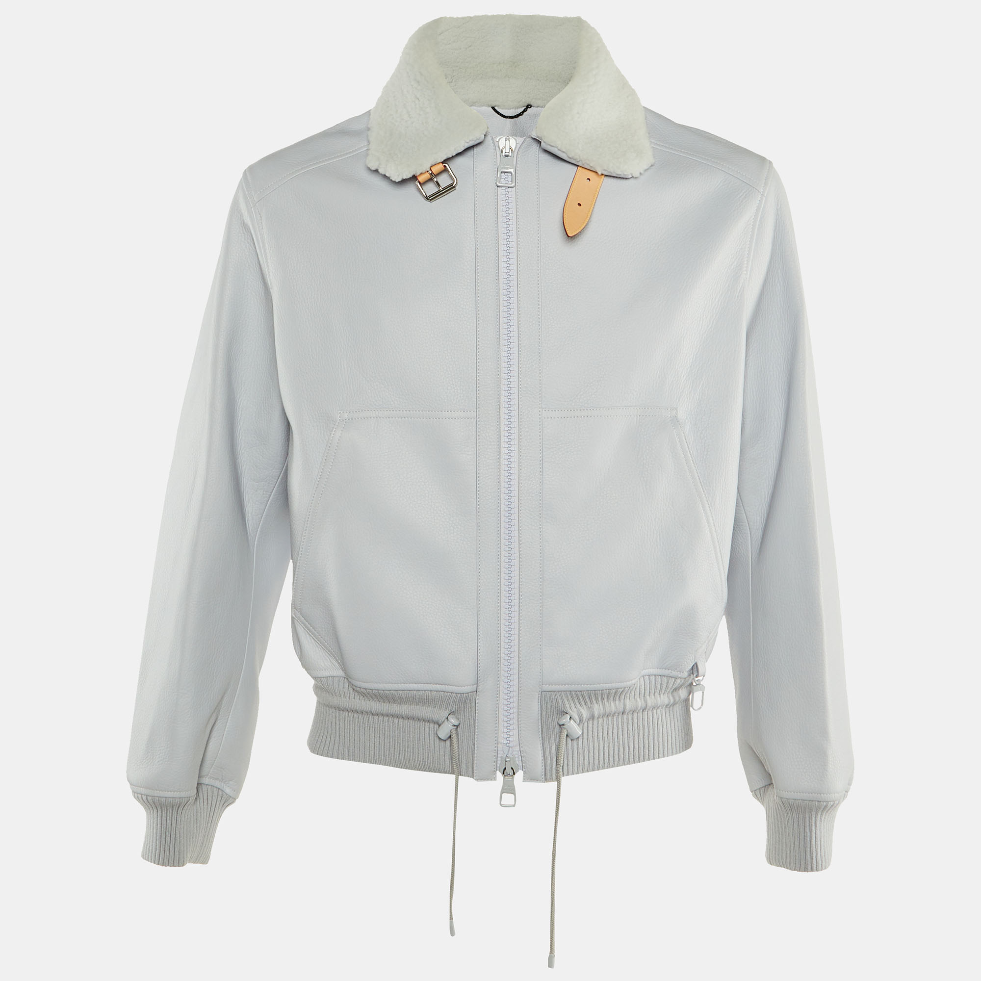 

Louis Vuitton Grey Deer Skin Shearling Detail Jacket S