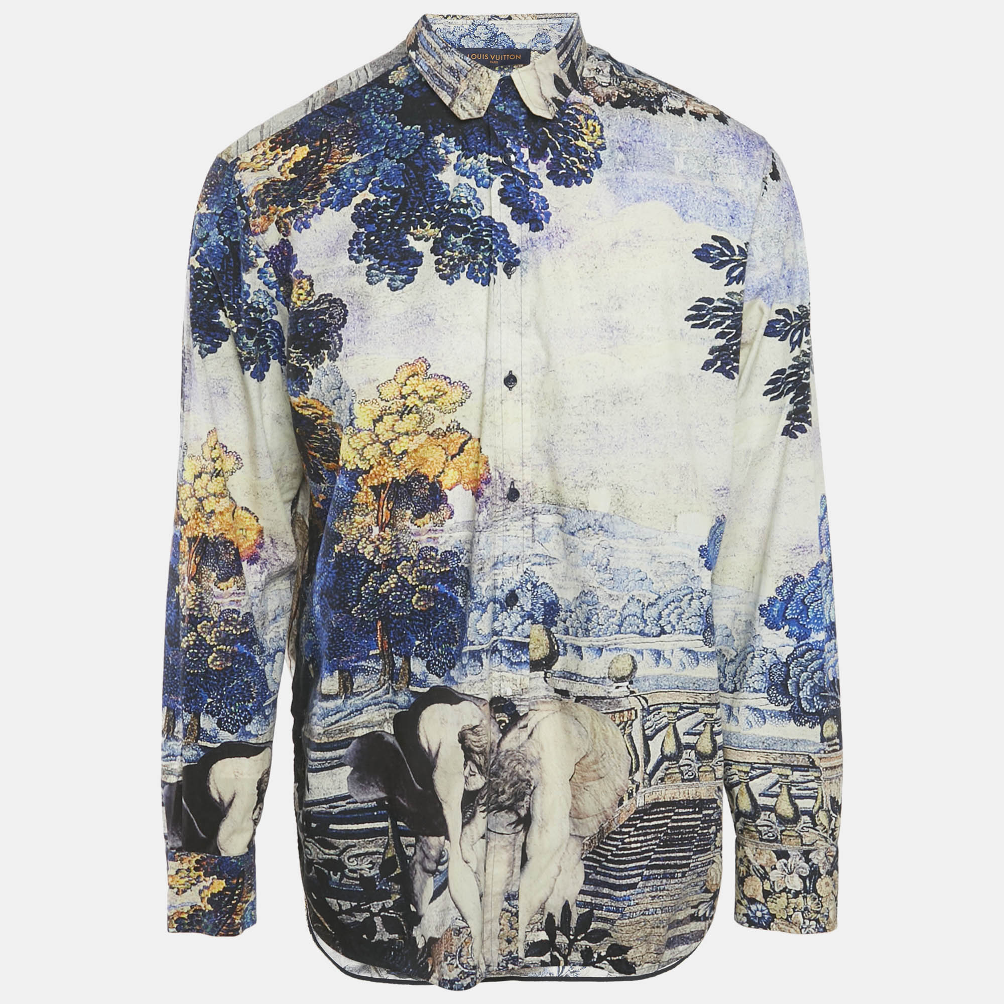 

Louis Vuitton Blue DNA Tapestry Print Cotton Shirt M
