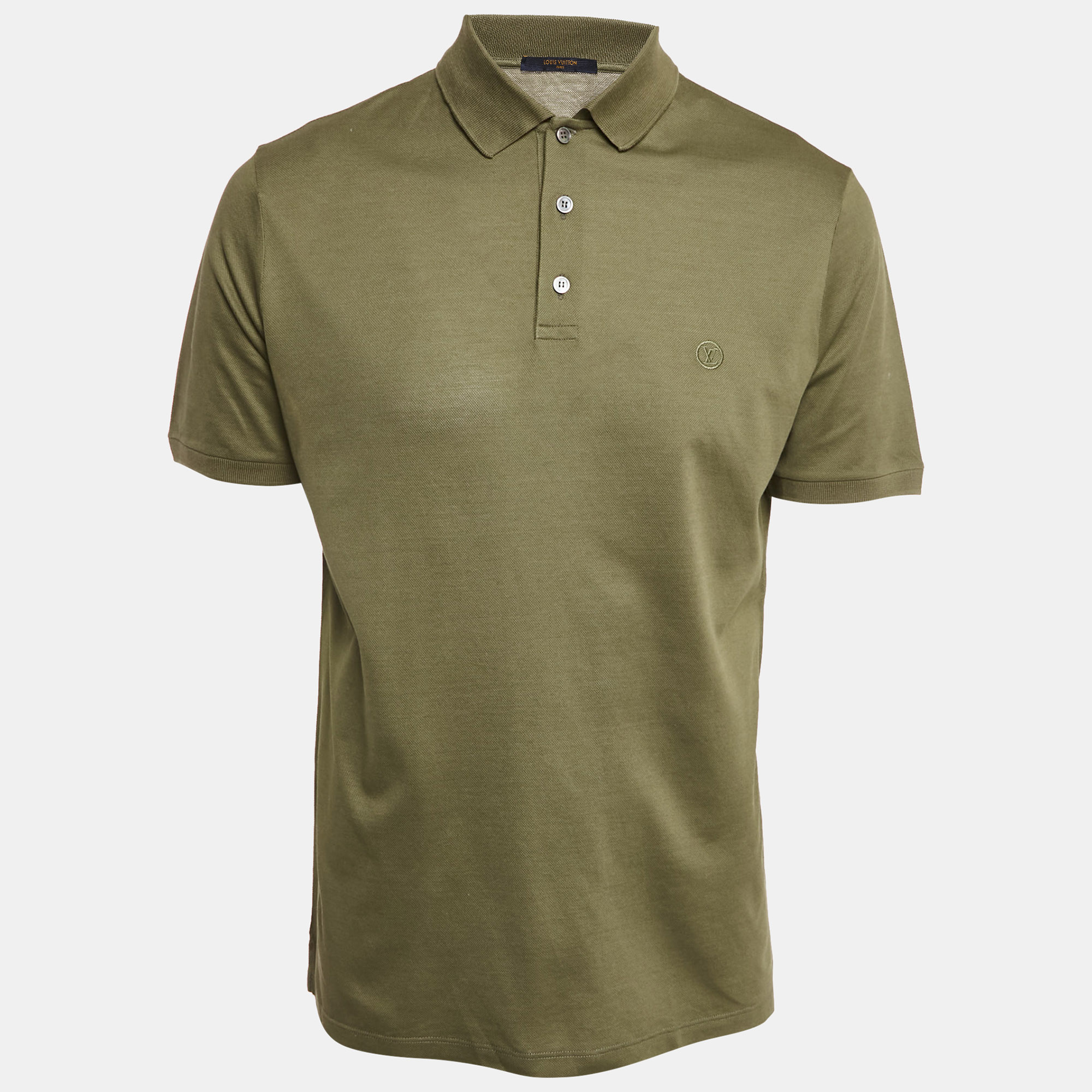 

Louis Vuitton Olive Green Cotton Pique Polo T-Shirt L