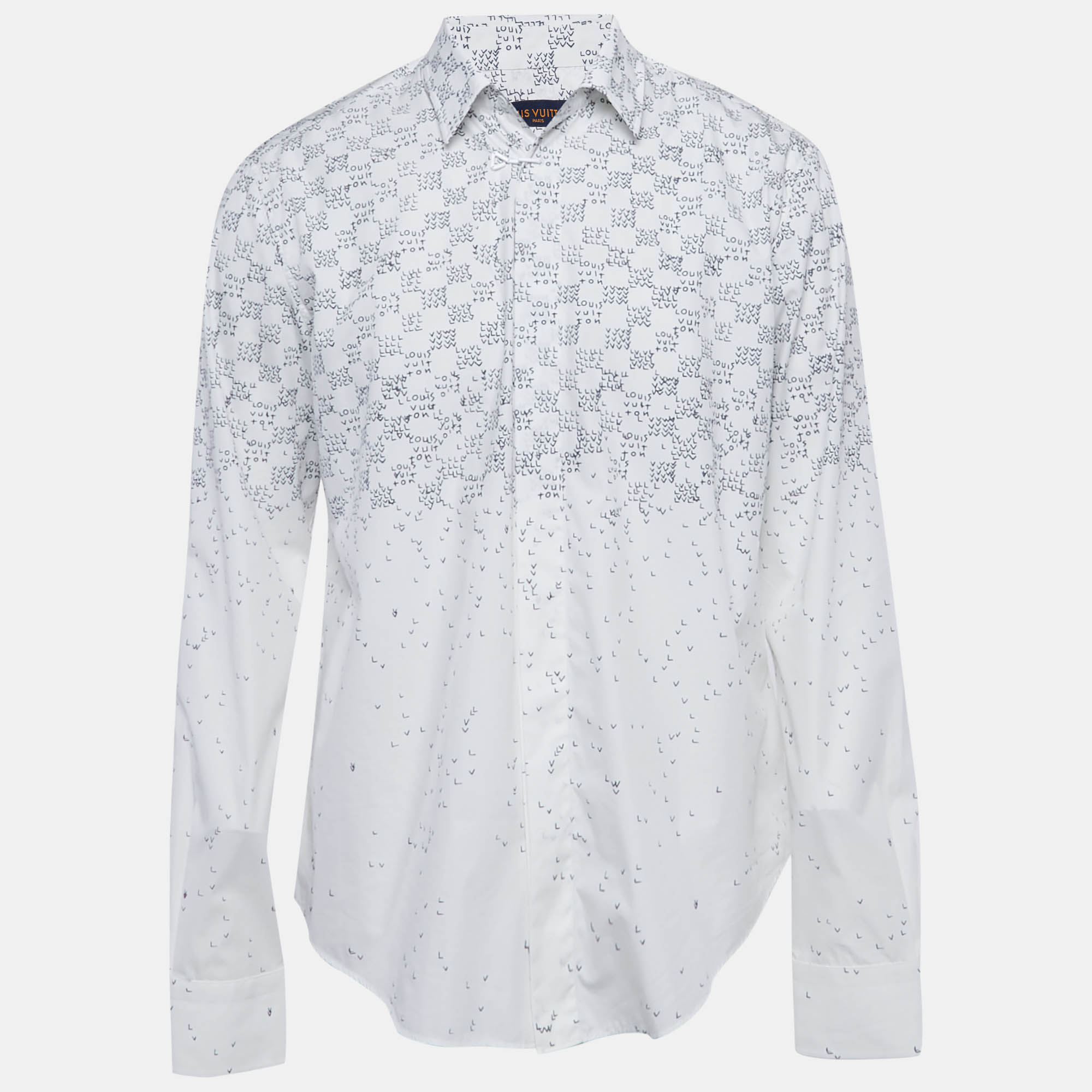 

Louis Vuitton White Fading Damier Cotton Long Sleeve Shirt XL