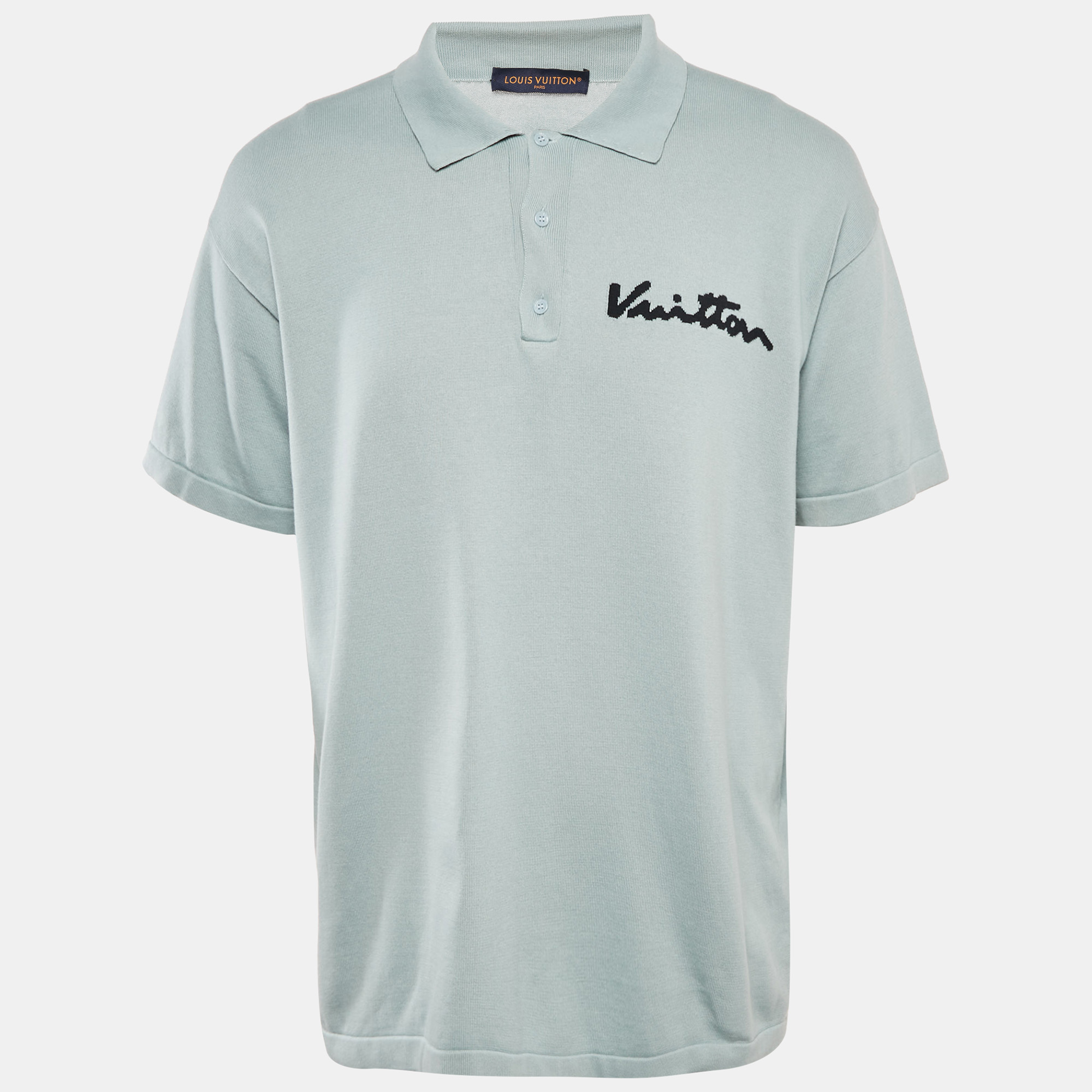 

Louis Vuitton Blue Jersey Intarsia Detail Polo T-Shirt XL, Green
