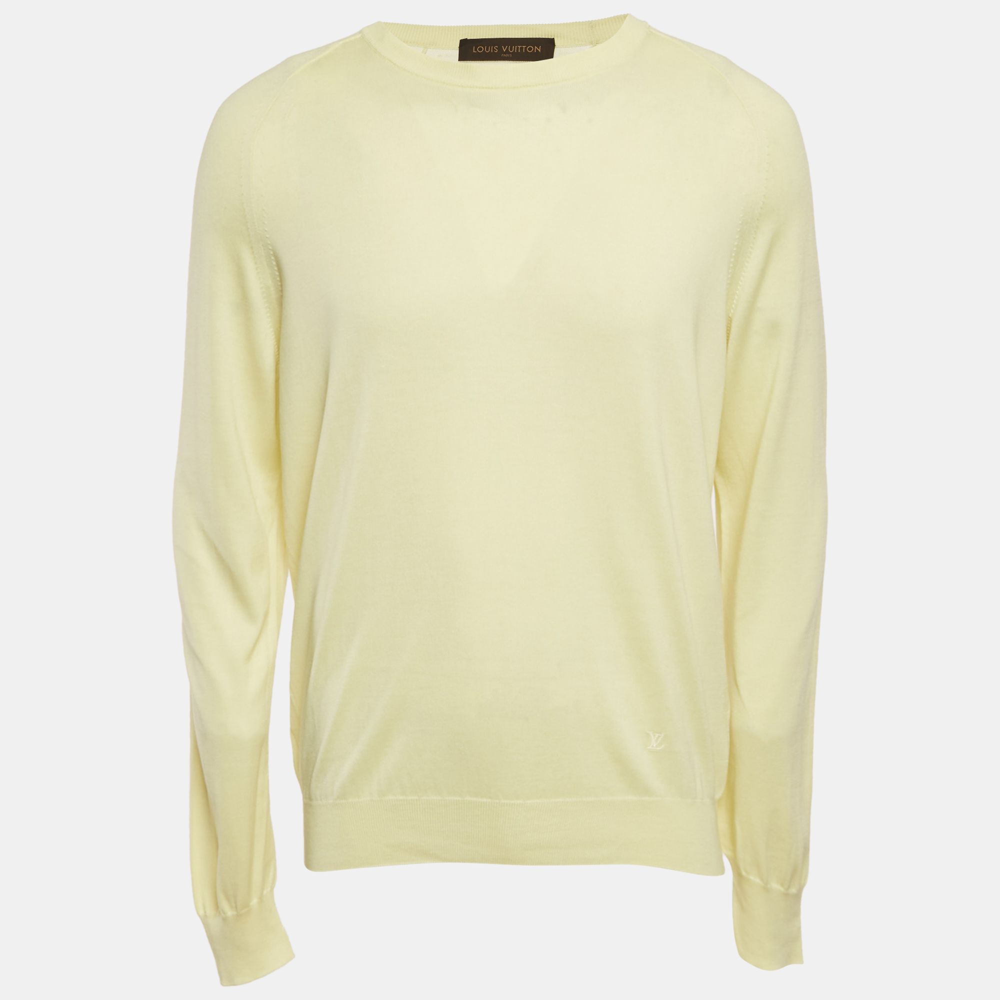 Pre-owned Louis Vuitton Yellow Cotton Knit Crewneck Sweatshirt Xl