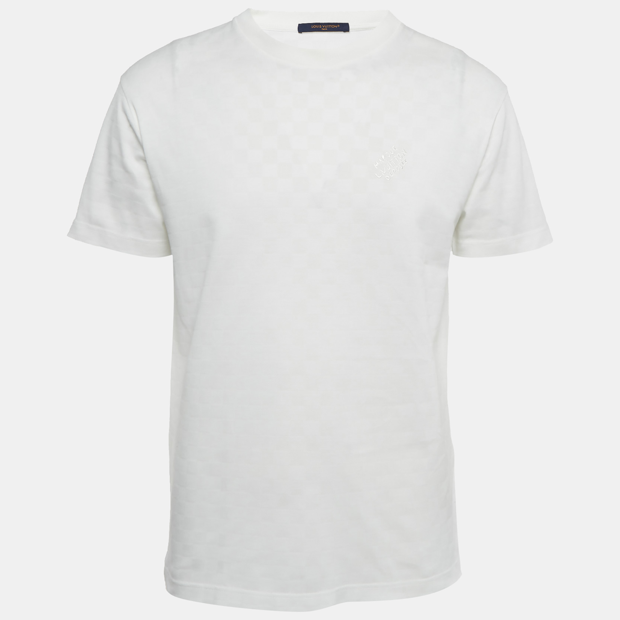 

Louis Vuitton White Damier Jersey Crewneck T-Shirt S