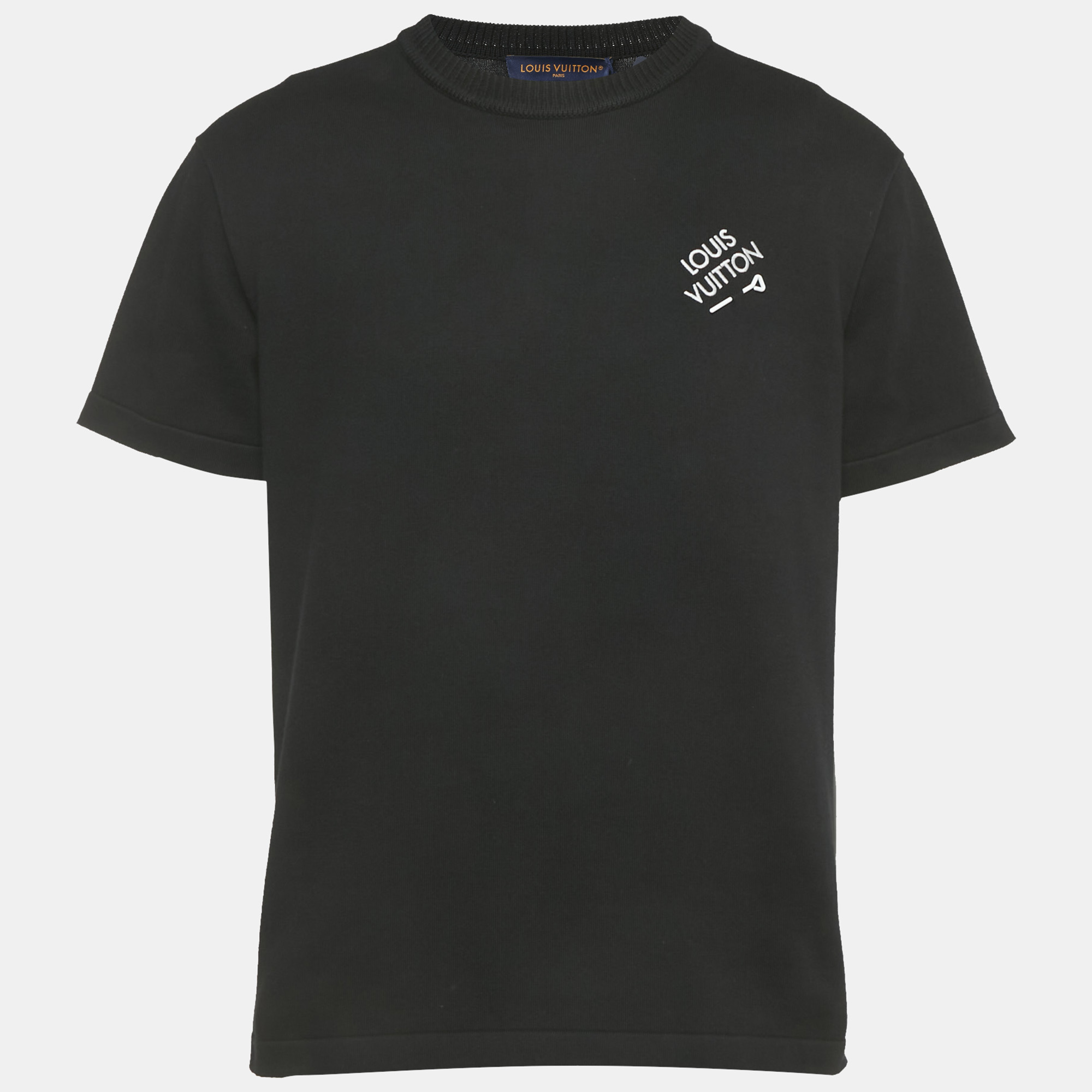 

Louis Vuitton Black Logo Embroidery Cotton Crew Neck T-Shirt M