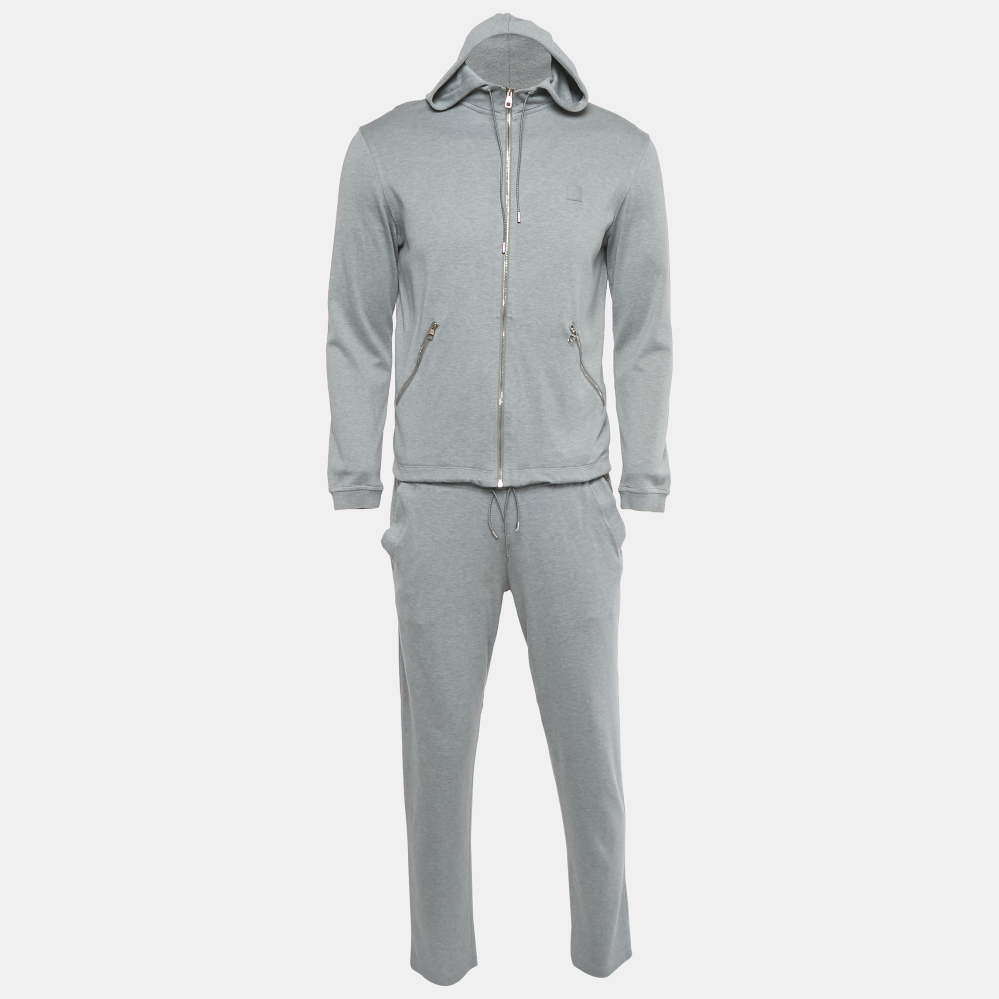 

Louis Vuitton Grey Logo Plaque Cotton Track Suit S