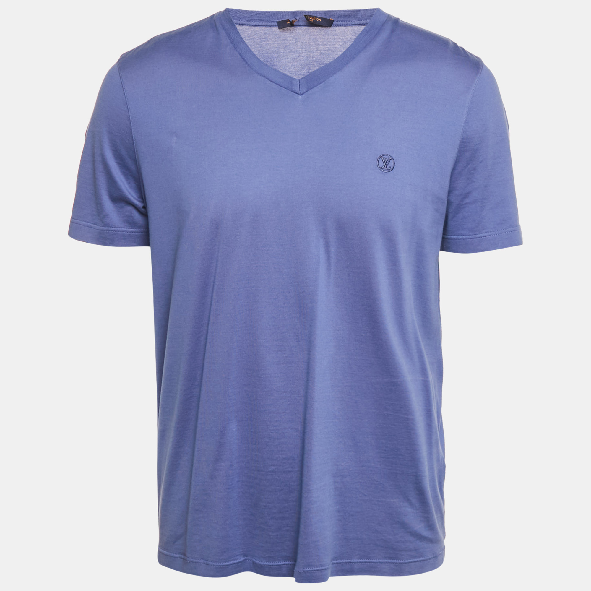 Louis Vuitton Blue Jersey V-Neck T-Shirt L