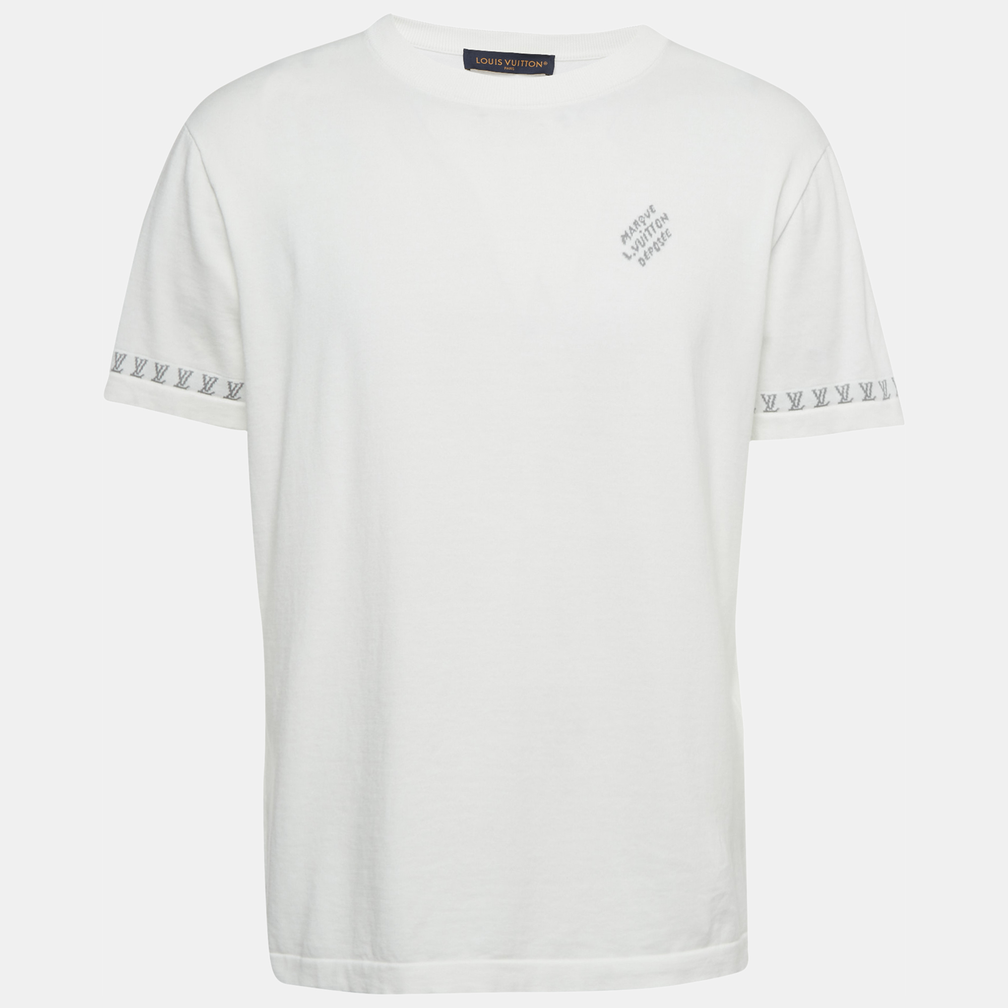 

Louis Vuitton White Logo Intarsia Jersey T-Shirt M