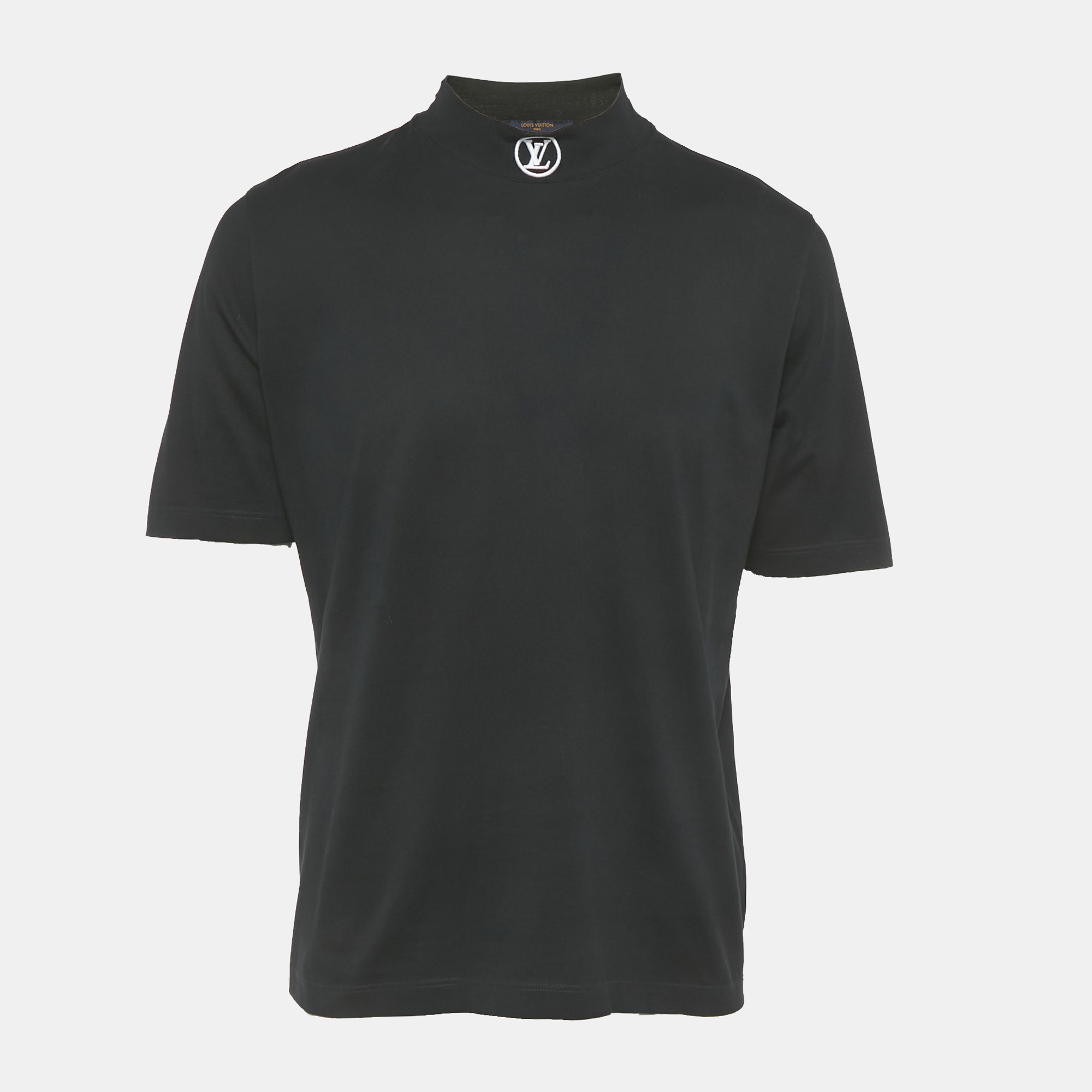 Louis Vuitton Black Logo Embroidered Cotton T-Shirt XL