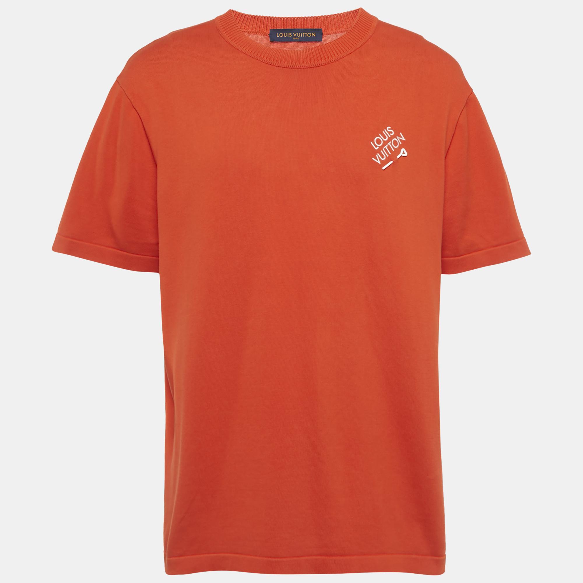 Louis Vuitton Orange Signature Cotton Knit T-Shirt XL