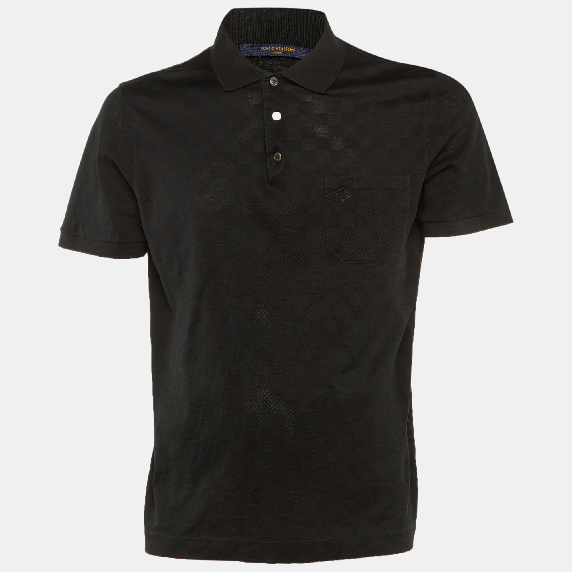 

Louis Vuitton Black Damier Cotton Pique Polo T-Shirt L