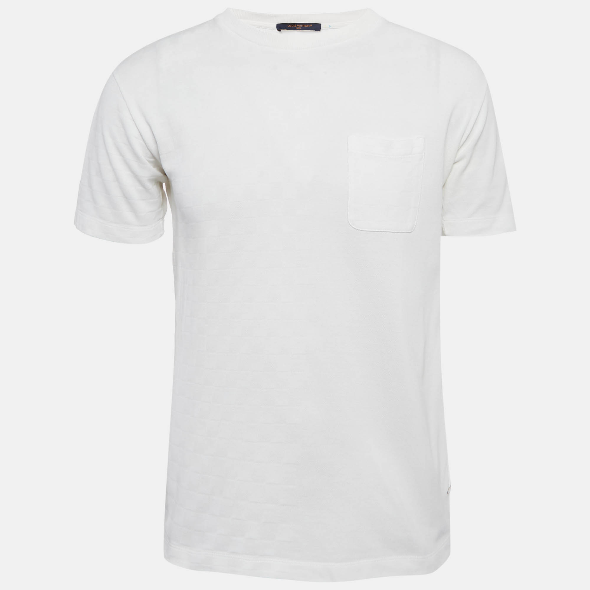 

Louis Vuitton White Damier Jersey Crewneck T-Shirt S