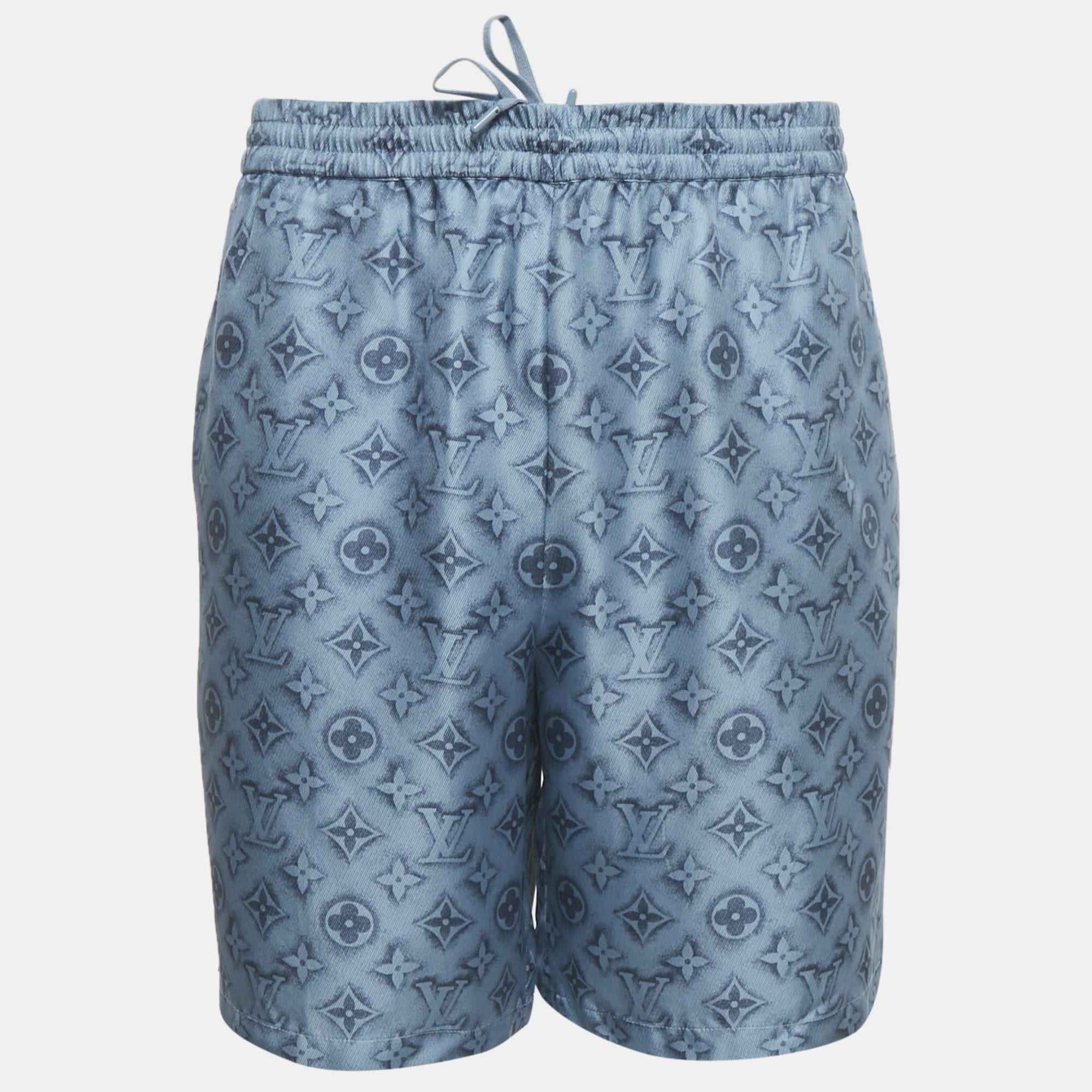 

Louis Vuitton Blue Monogram Print Silk Shorts XL