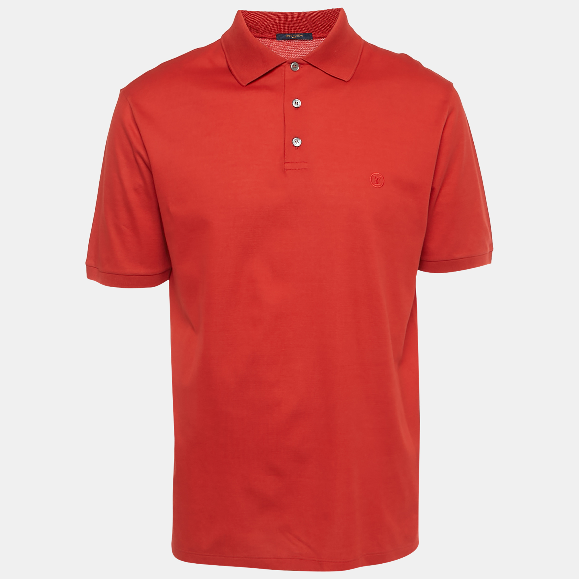 Click to view more detailed imagery on our partner's website Pre-owned Louis Vuitton Red Logo Embroidered Pique Polo T-shirt Xl