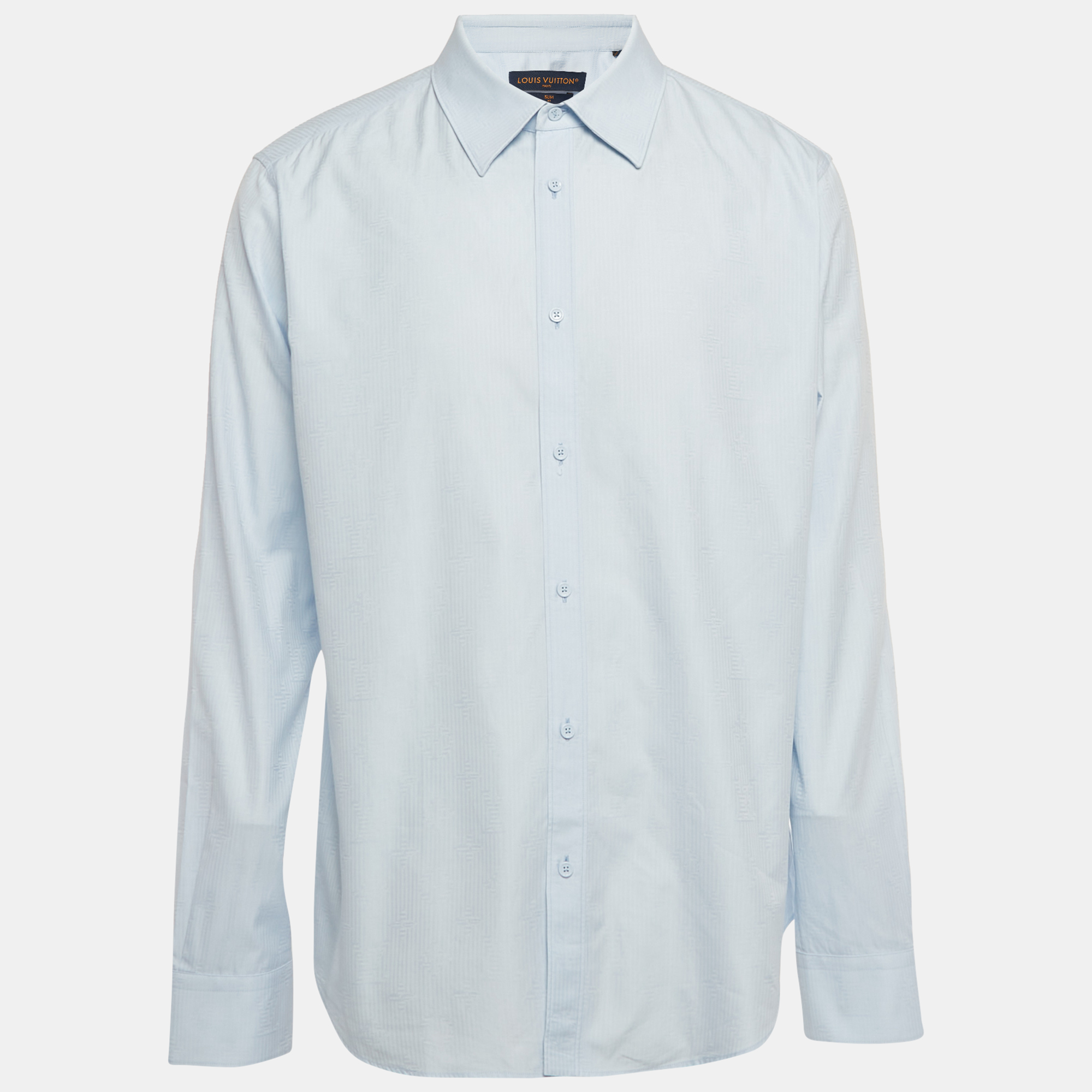 

Louis Vuitton Blue Monogram Cotton Slim Fit Shirt XL