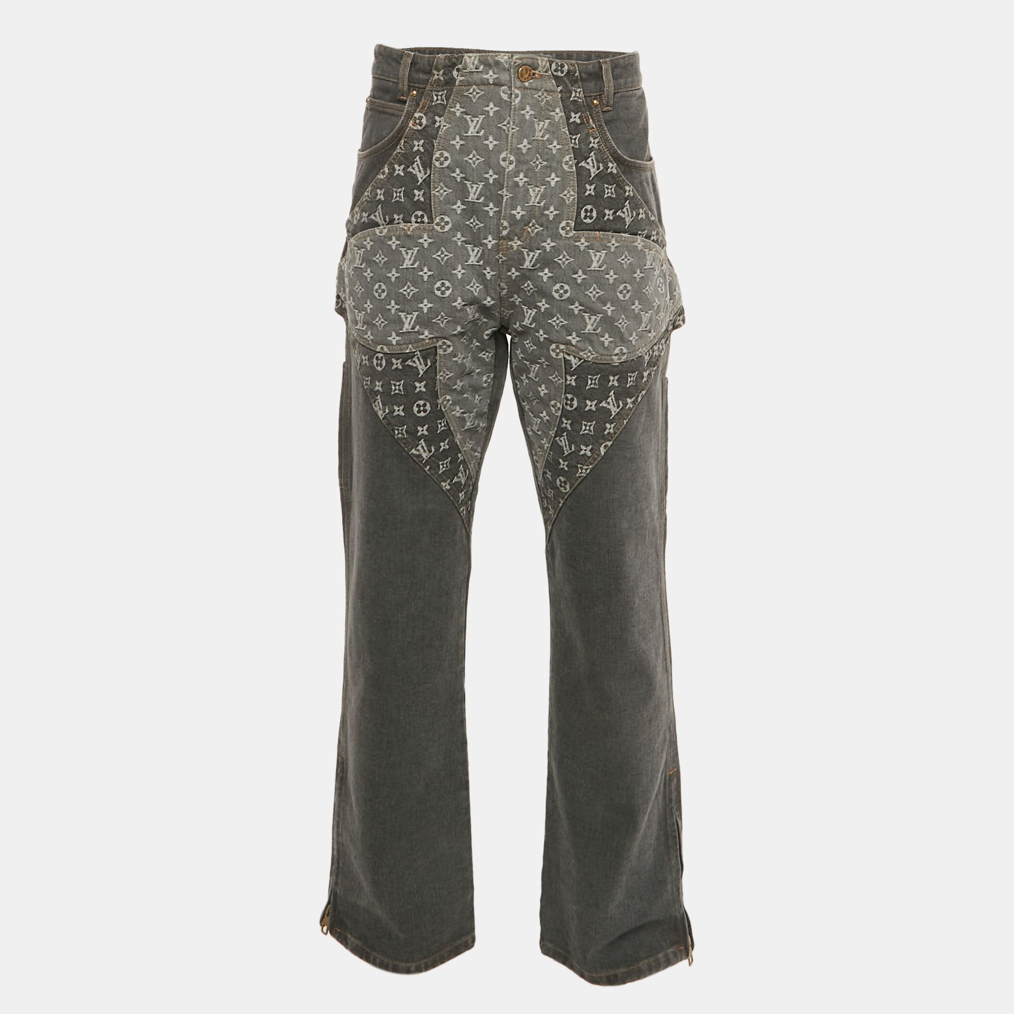 

Louis Vuitton x Nigo Monogram Print Denim Jeans L Waist 34", Grey