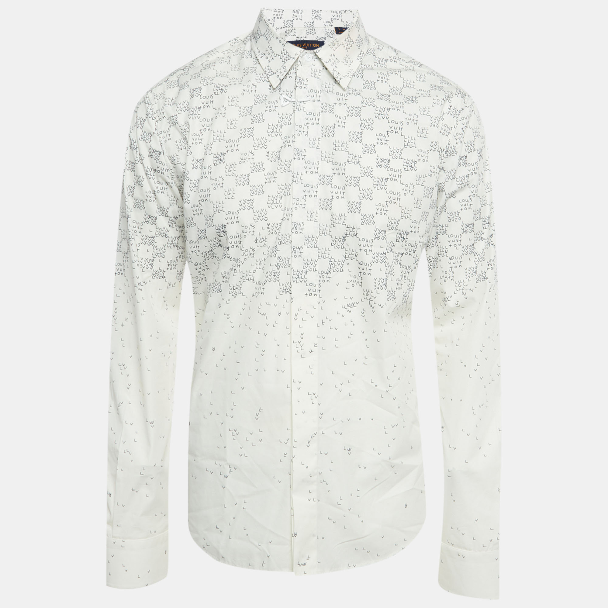

Louis Vuitton White Damier Cotton Long Sleeve Shirt XL