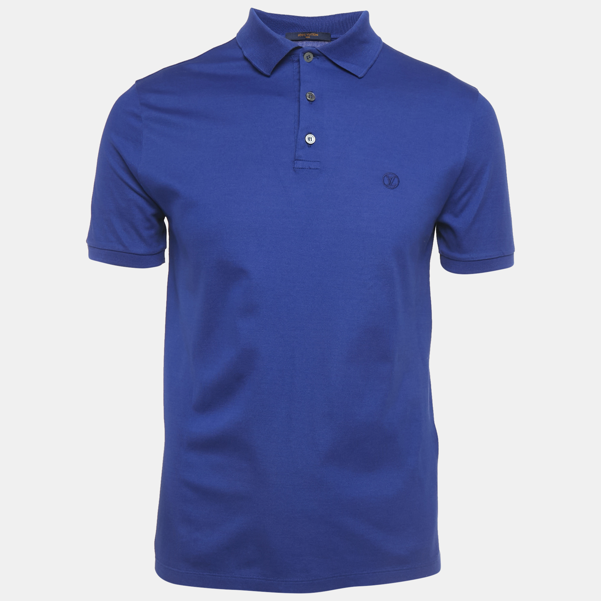 

Louis Vuitton Blue Logo Embroidered Cotton Polo T-Shirt M