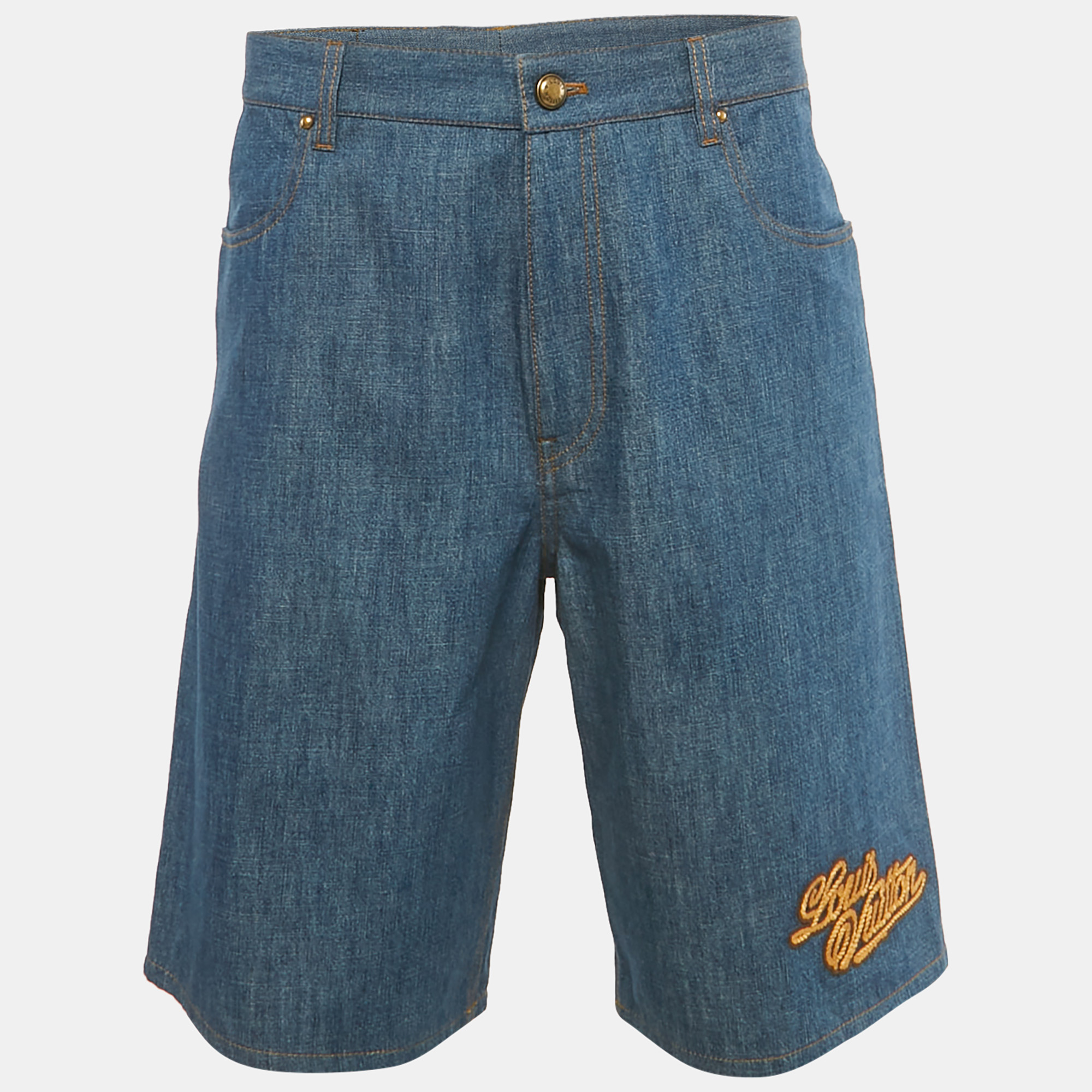 

Louis Vuitton Blue Rope LV Patch Denim Shorts M/Waist 32"