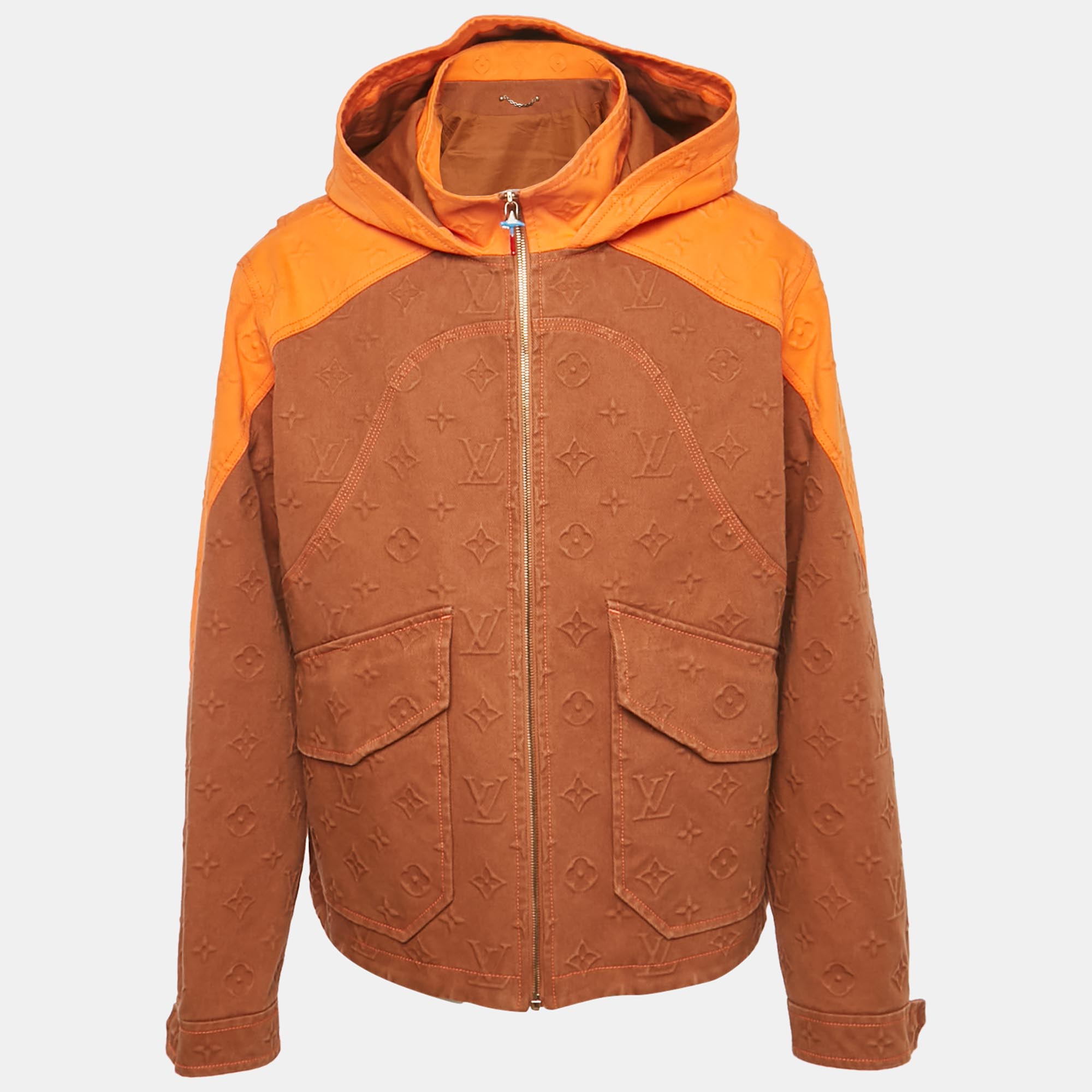 

Louis Vuitton Brown Monogram Denim Carpenter Hooded Jacket L
