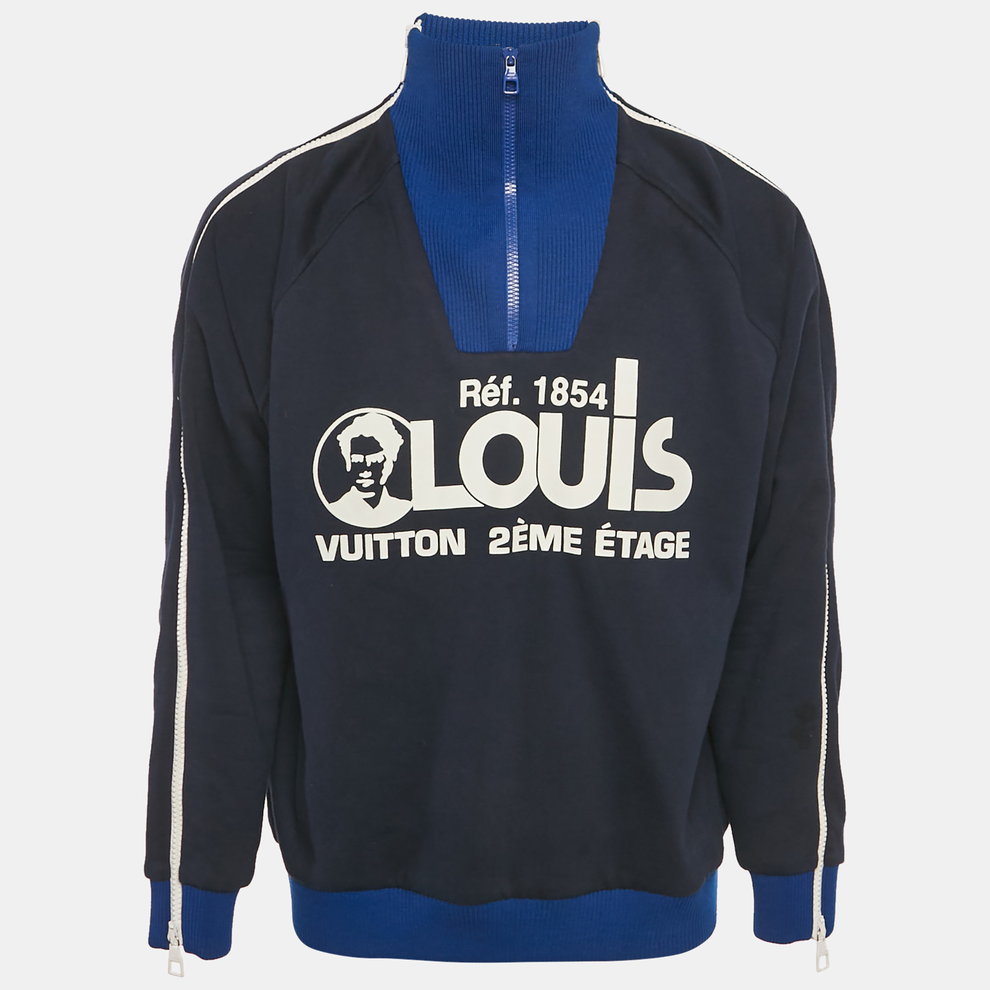 

Louis Vuitton Navy Blue Knit Zip Detail Sweatshirt M