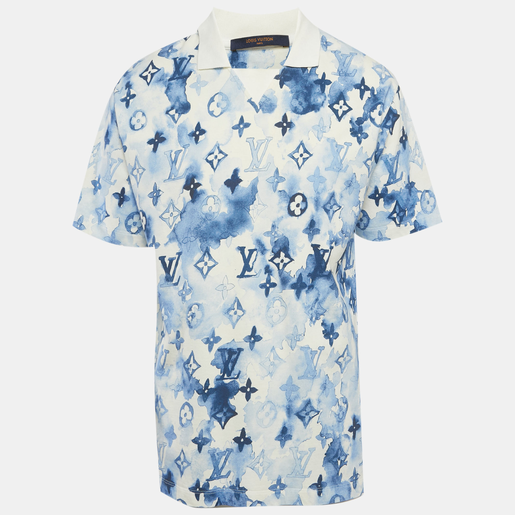

Louis Vuitton Blue Watercolor Logo Printed Cotton Knit T-Shirt L