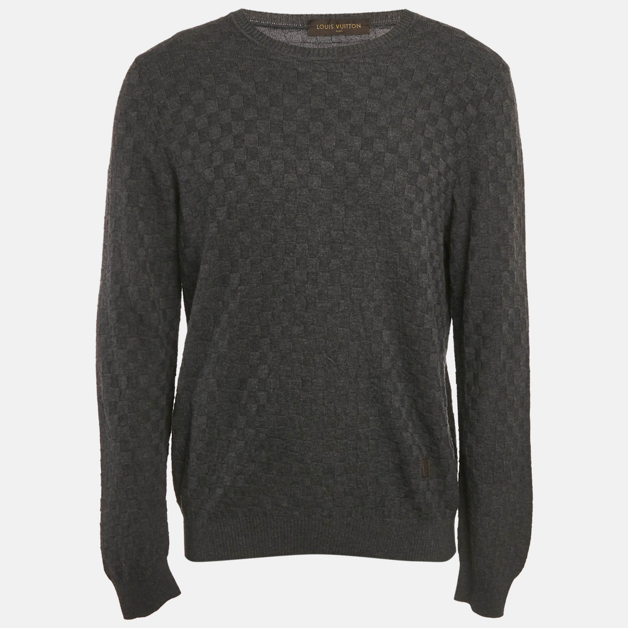 

Louis Vuitton Grey Damier Wool Knit Sweater L