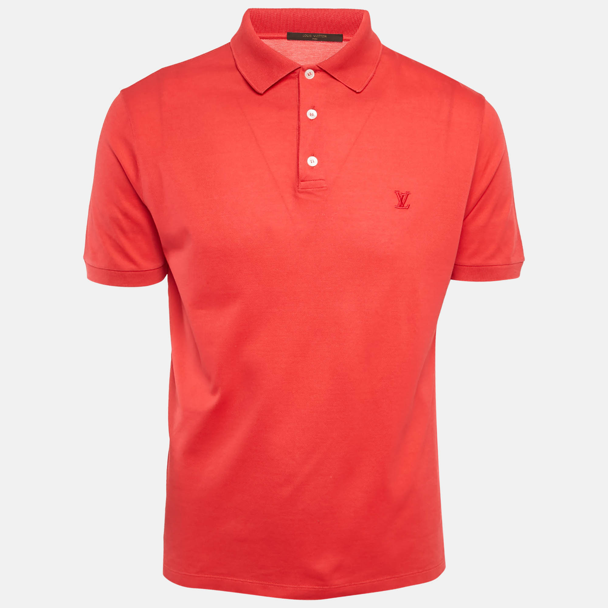 

Louis Vuitton Red LV Embroidered Pique Polo T-Shirt M