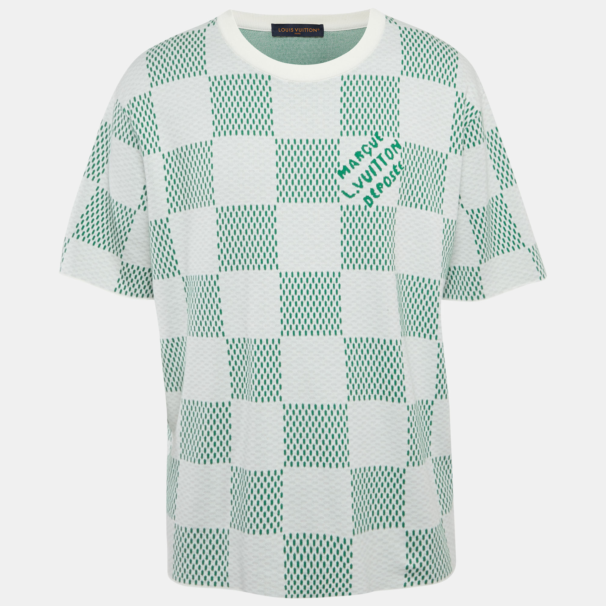 

Louis Vuitton Green/White Damier Cotton T-Shirt 4L