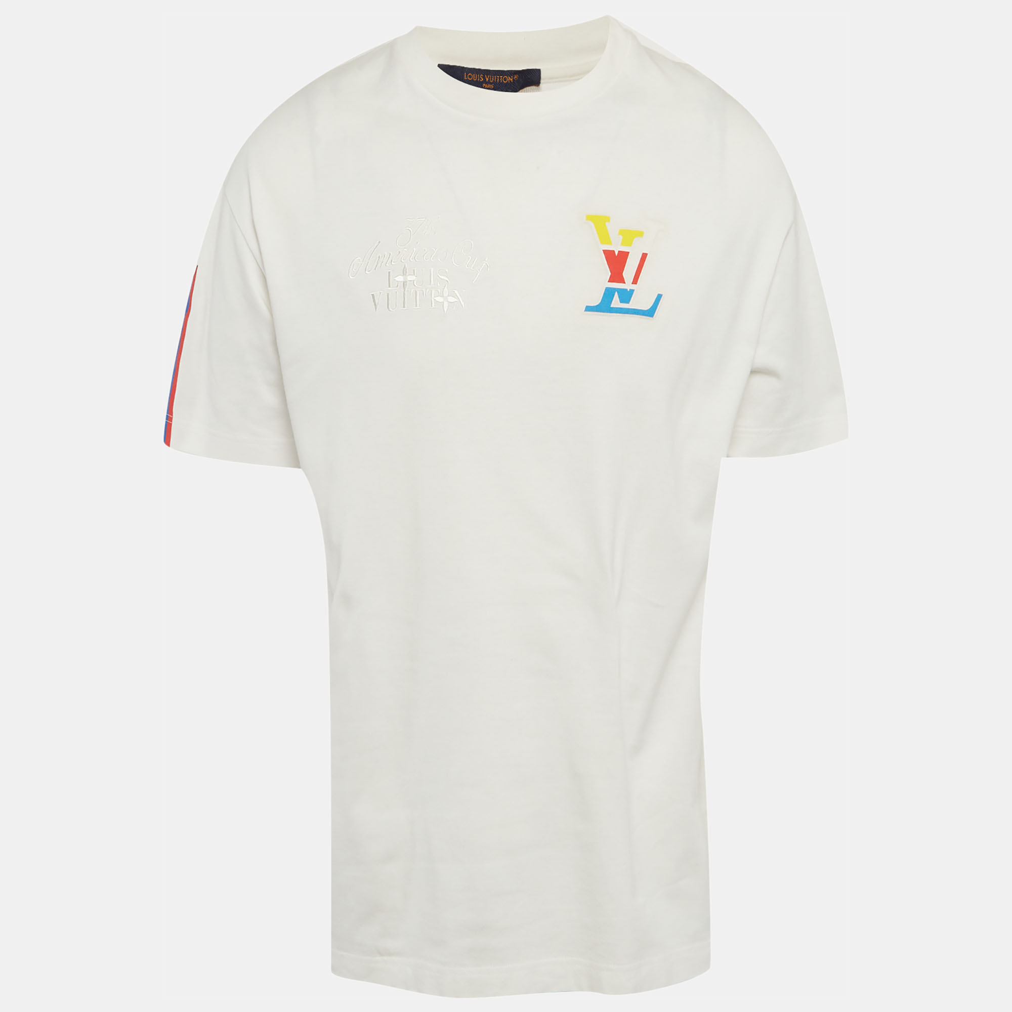 

Louis Vuitton White Logo Embossed Jersey T-Shirt M