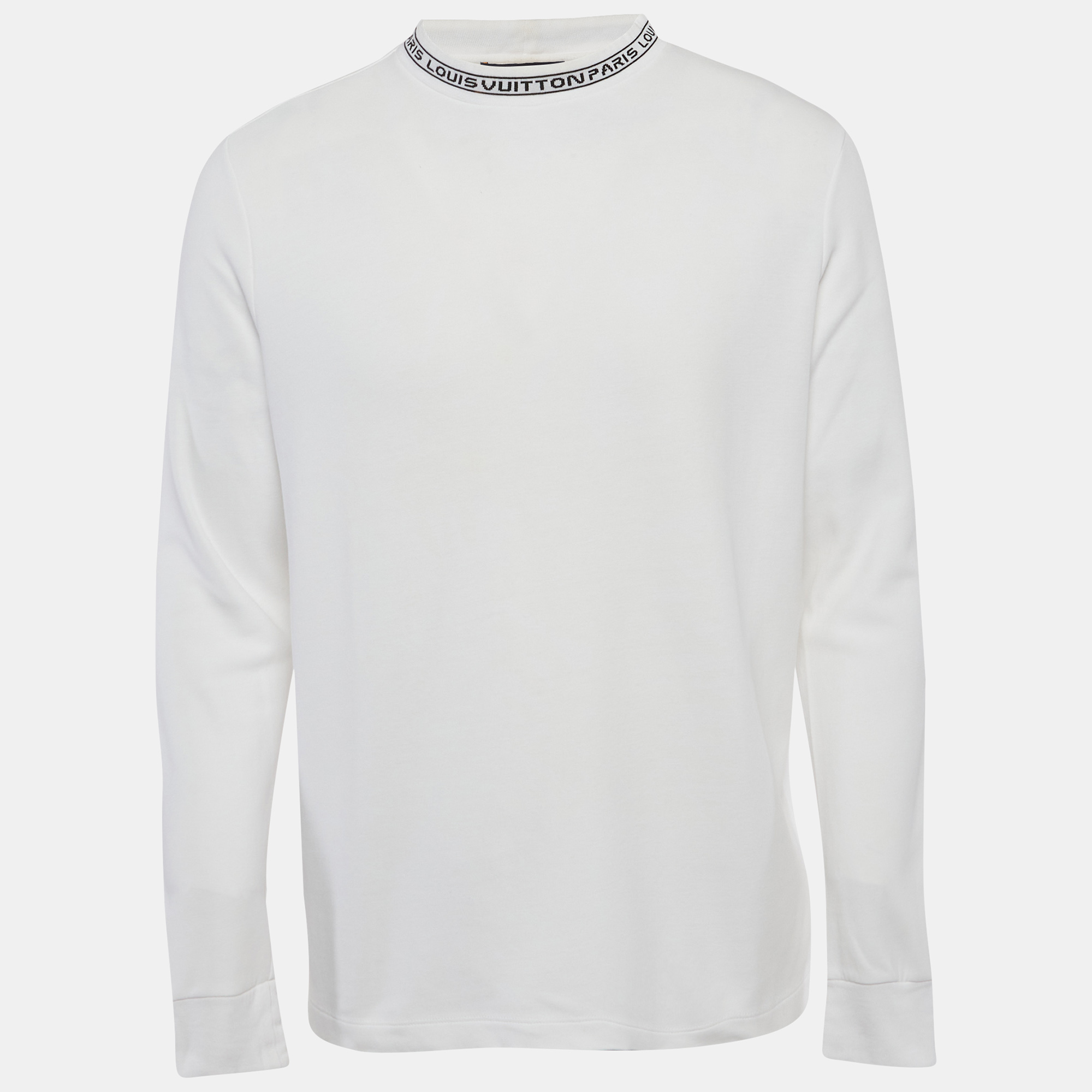 

Louis Vuitton White Logo Neck Jersey Long Sleeve T-Shirt L