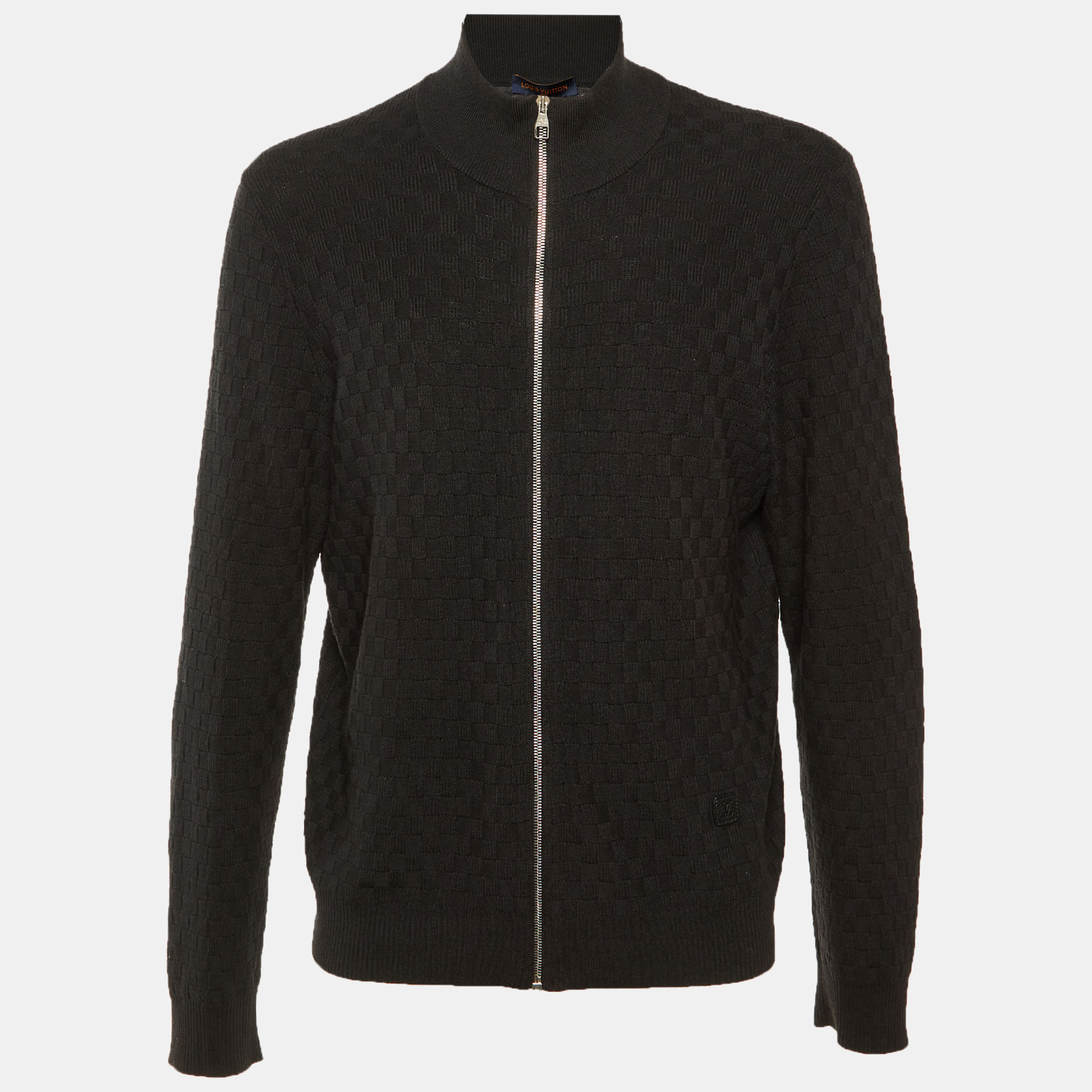 

Louis Vuitton Black Damier Cotton & Wool Knit Zip Up Pullover XL