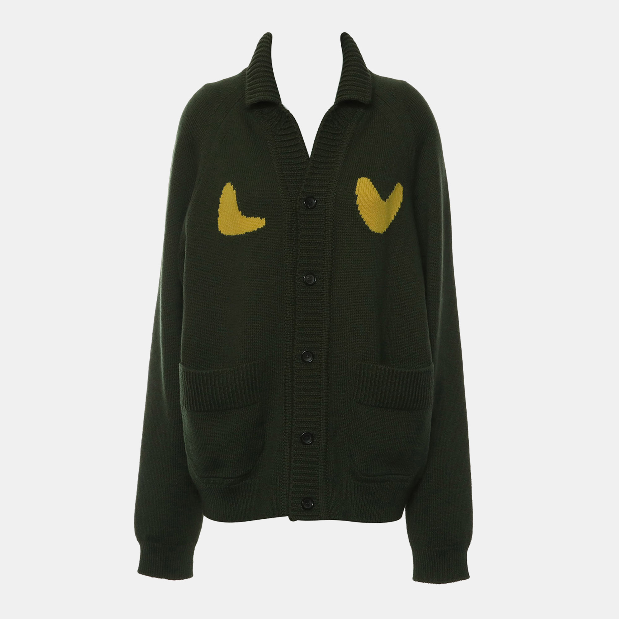 

Louis Vuitton x Nigo 2022 Green Wool Knitted Button Up Cardigan