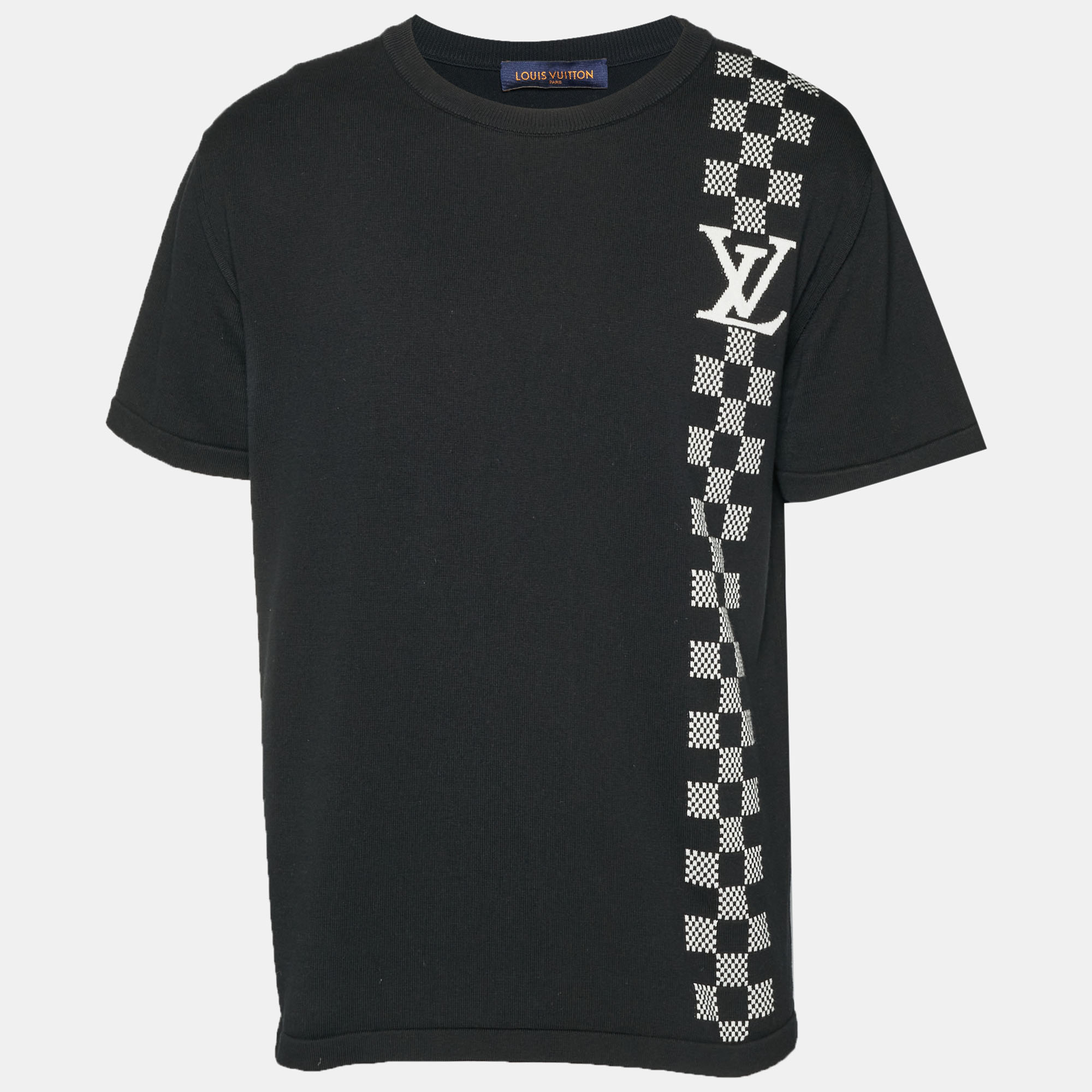 

Louis Vuitton Black Damier Stripe Jersey Crew Neck T-Shirt XXL