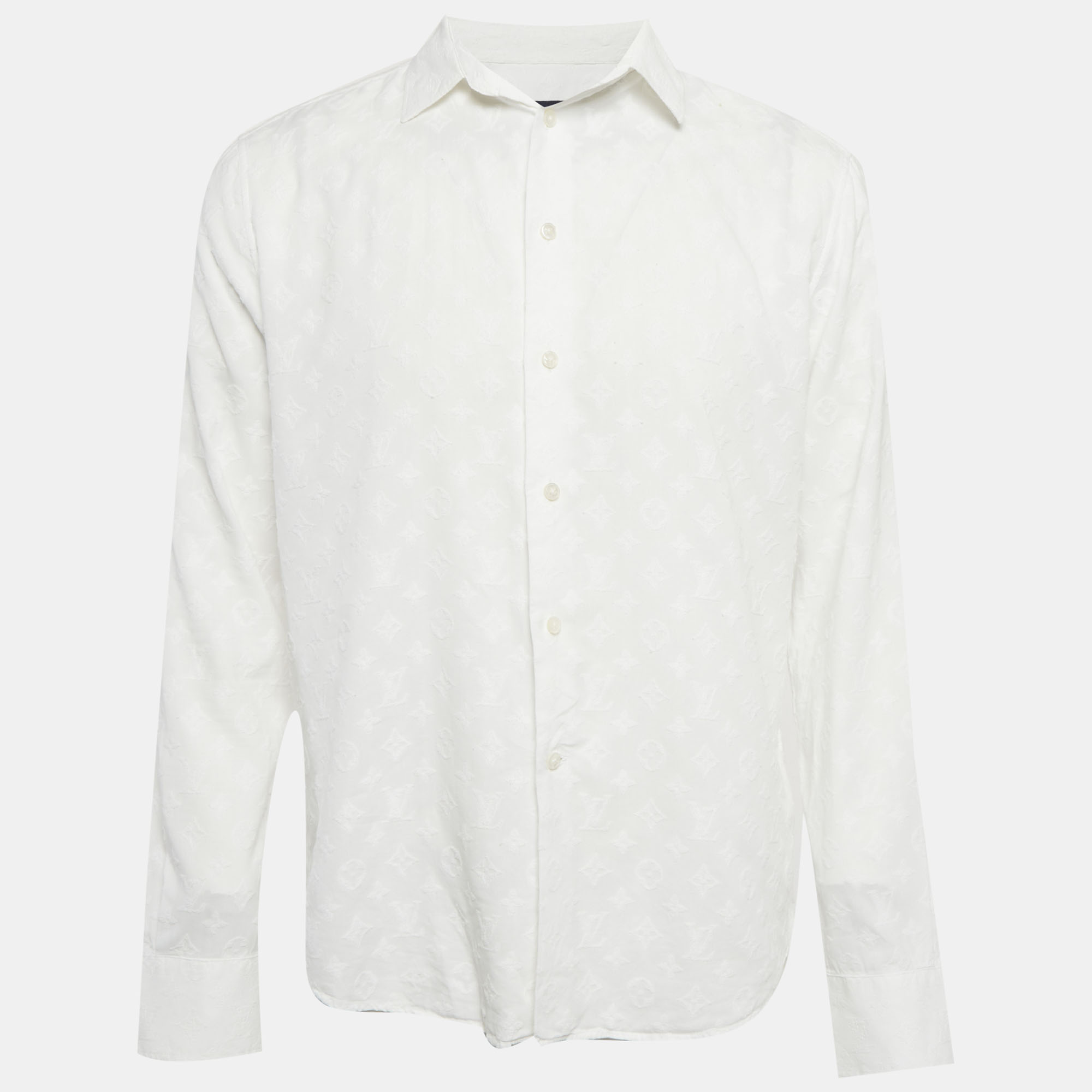 

Louis Vuitton White Logo Cotton Button Front Shirt M