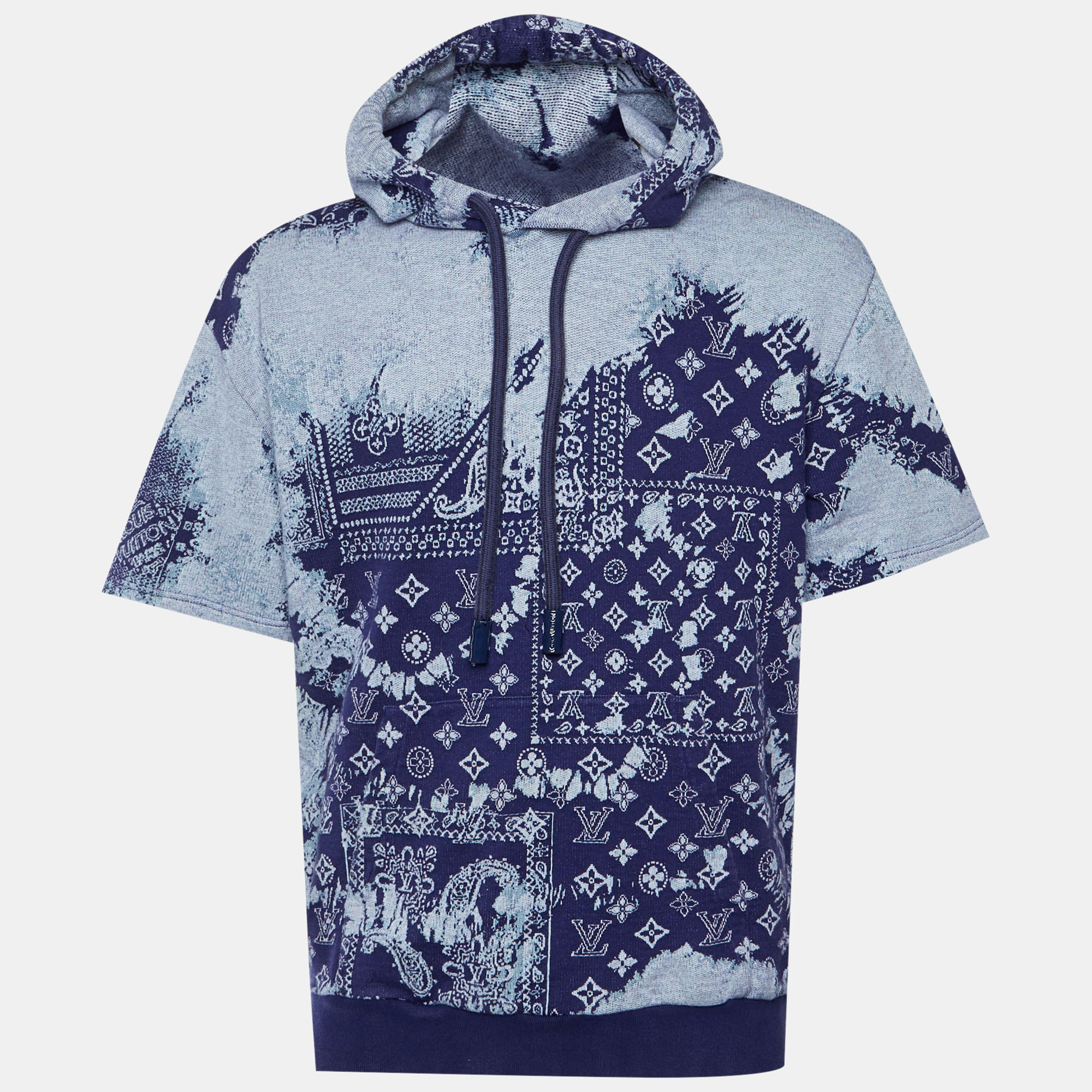 

Louis Vuitton Blue/White Monogram Cotton Jacquard Bandana Hoodie L