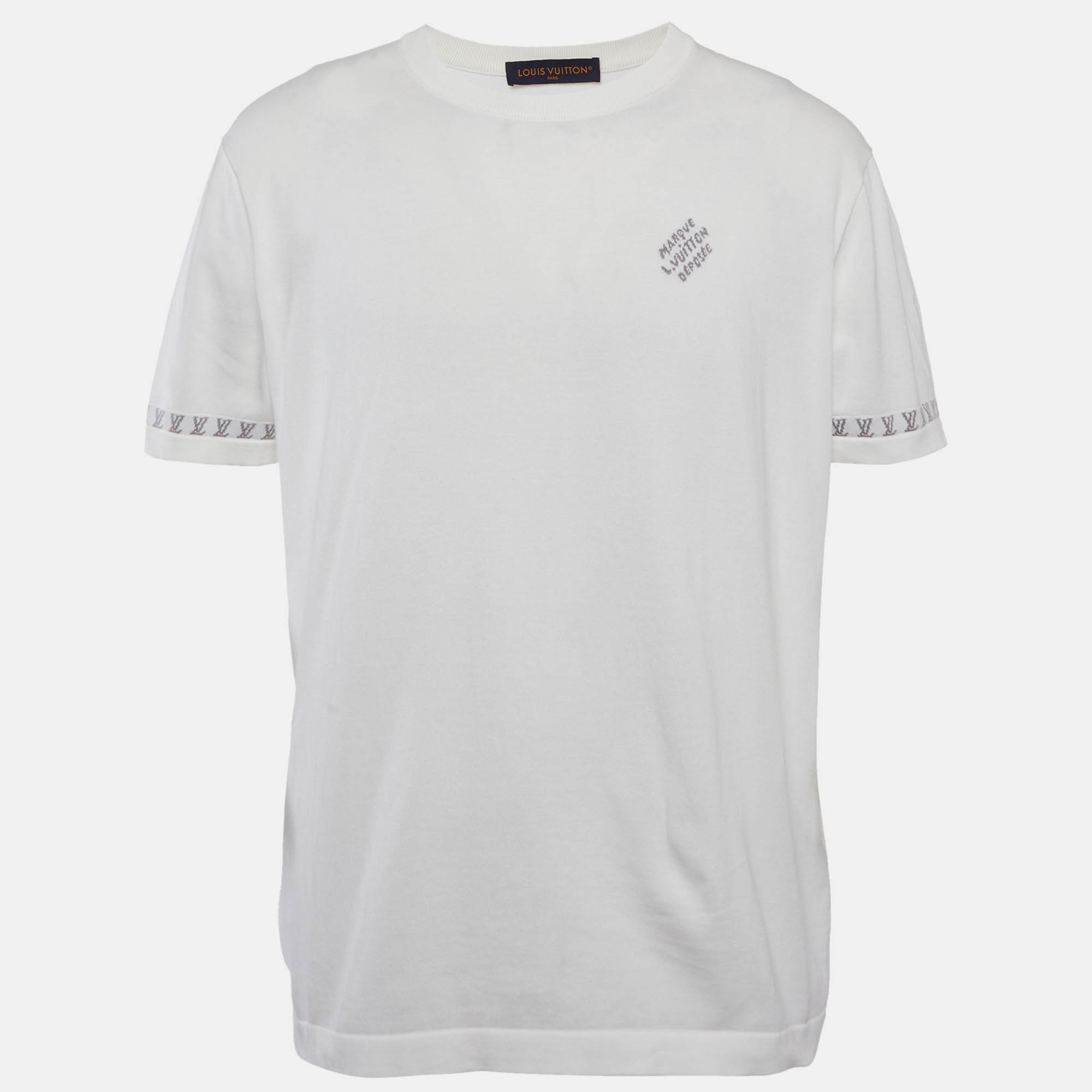

Louis Vuitton White Logo Intarsia Jersey T-Shirt L