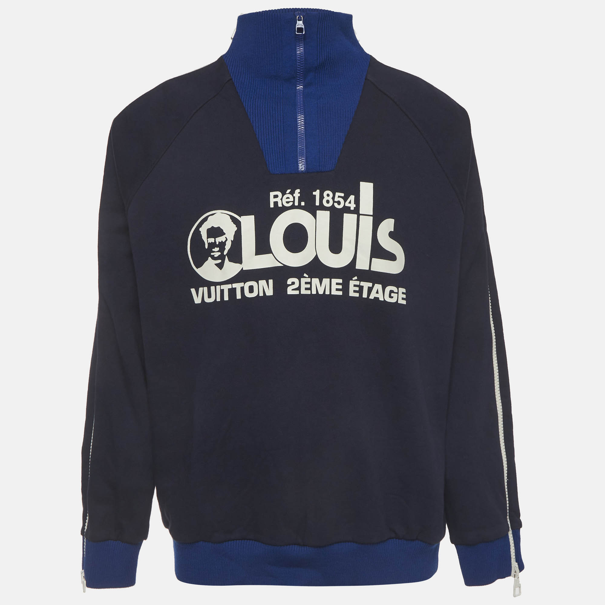 

Louis Vuitton Navy Blue Cotton Knit Multi Zipped Sweatshirt XL