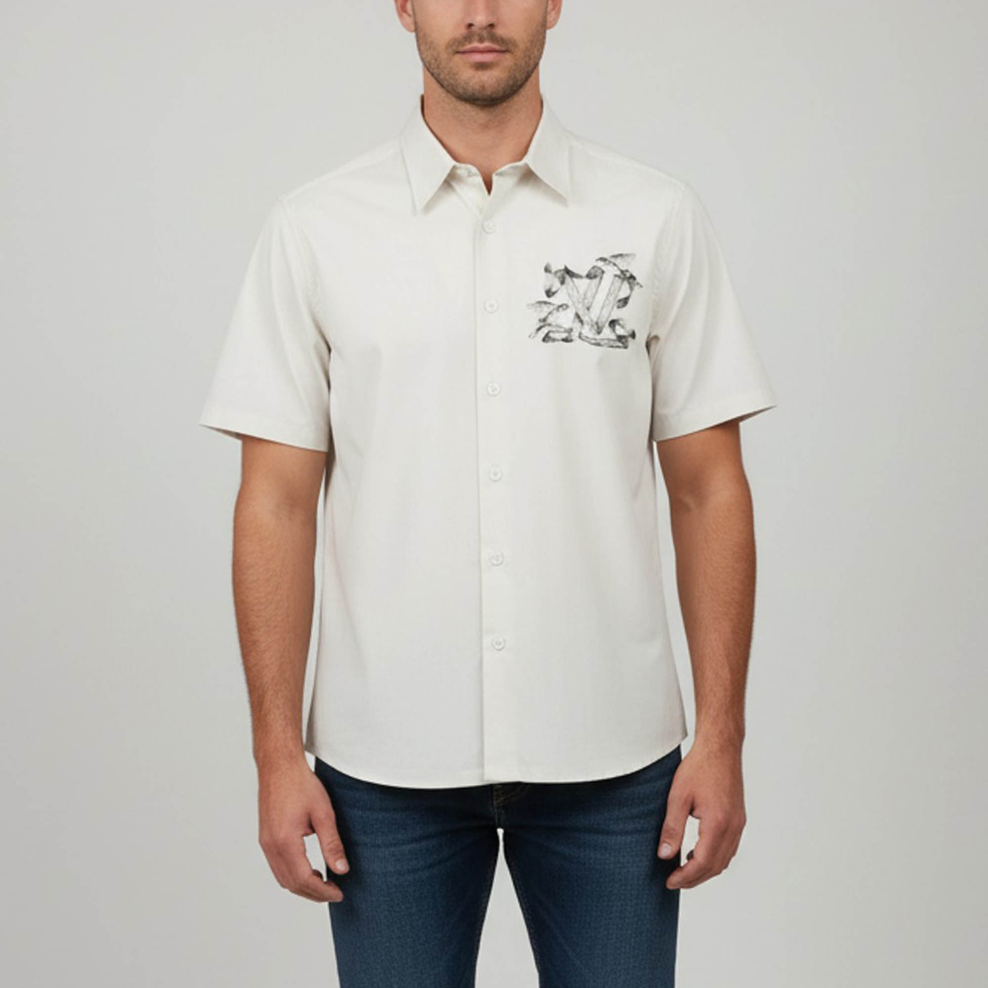 

Louis Vuitton Grey Printed Cotton Short Sleeve Shirt S
