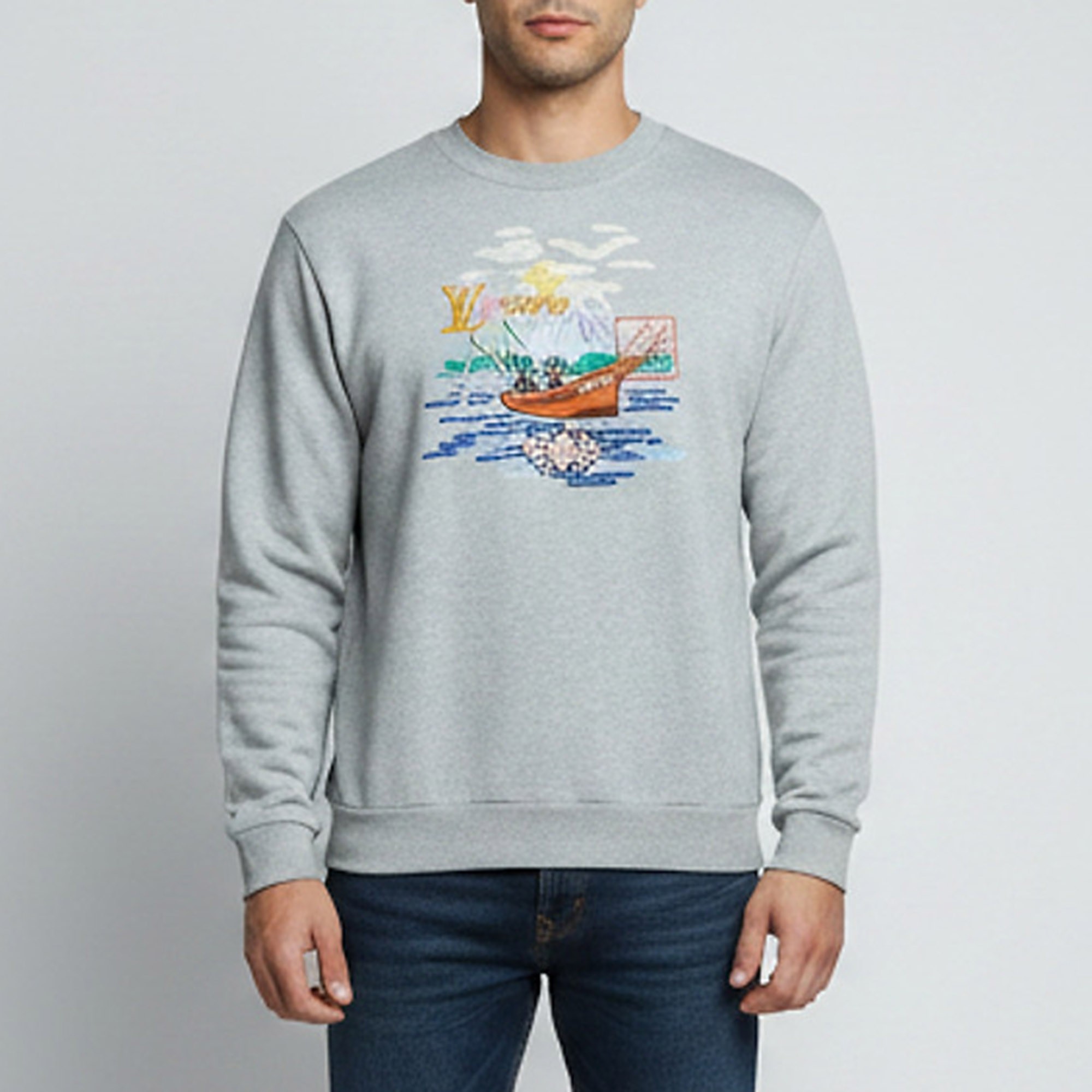 

Louis Vuitton Grey Logo Embroidered Cotton Crewneck Sweatshirt M