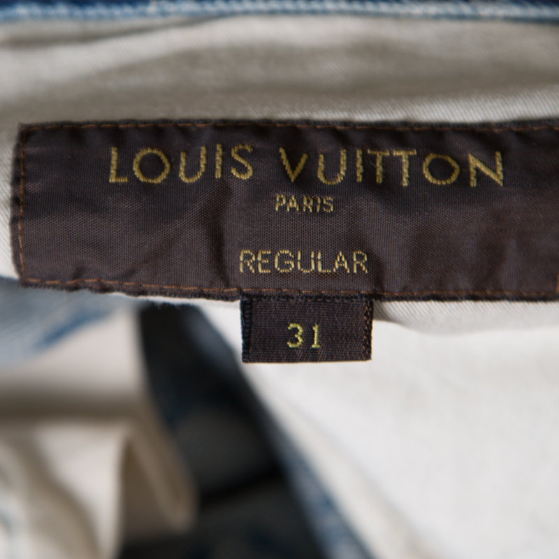 Louis Vuitton x Supreme Blue Monogram Jacquard Denim Jeans M For