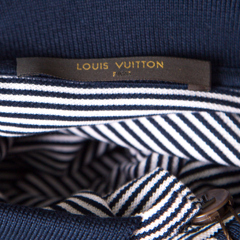 Louis Vuitton Navy Blue and Pink Striped Cotton Knit Polo T-Shirt S Louis  Vuitton