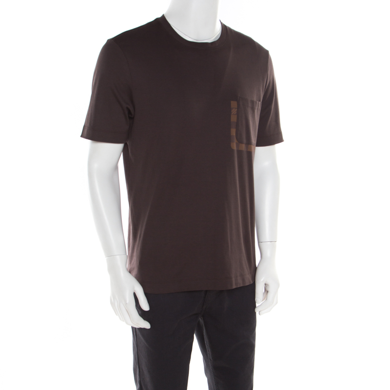 

Louis Vuitton Brown Damier Pocket Trim Detail Short Sleeve T-Shirt, Black