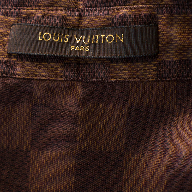 Louis Vuitton Brown Cotton Damier Ebene Button Front Shirt M Louis Vuitton