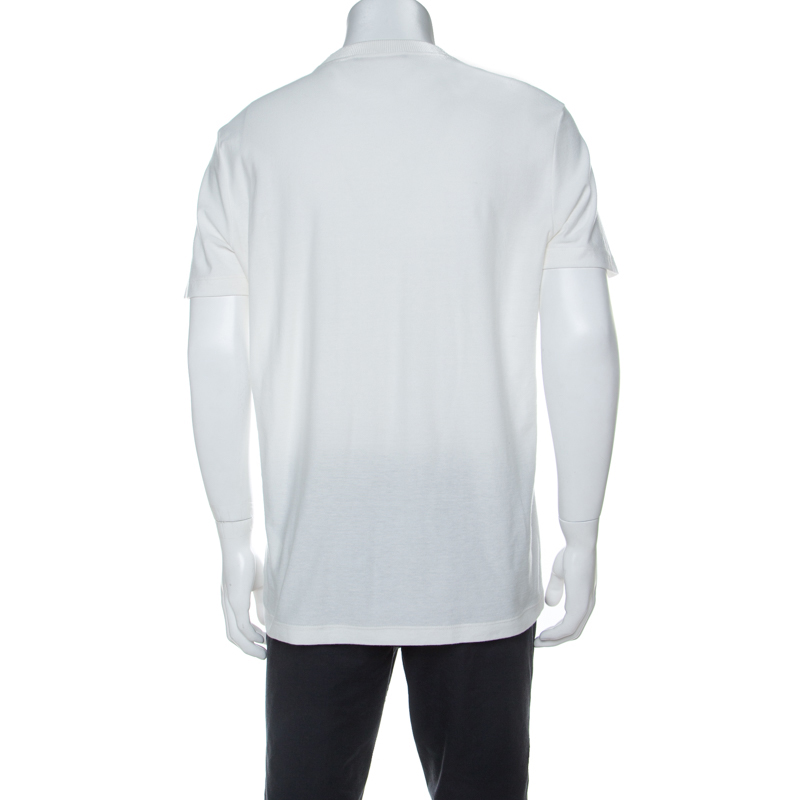 Louis Vuitton Cream Jacquard Velour Spaceman Motif Cotton T-Shirt XL