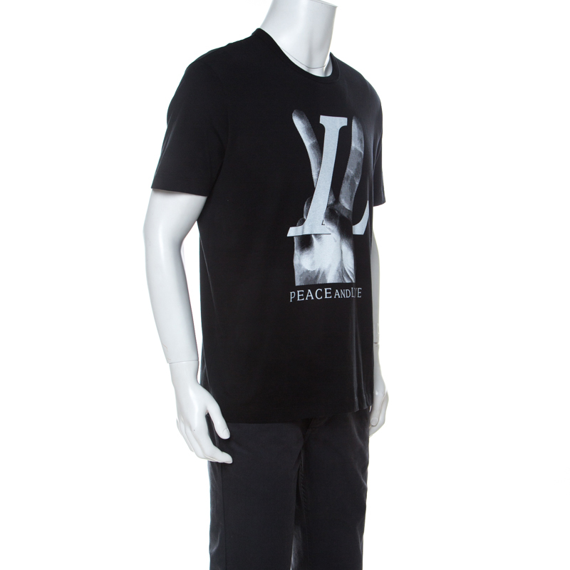 helt seriøst Karakter binde Louis Vuitton Black Cotton Peace and Love T-Shirt M Louis Vuitton | TLC