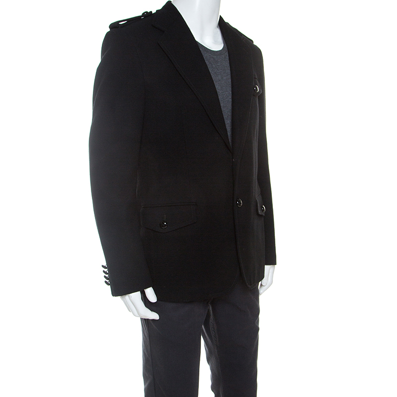 

Louis Vuitton Black Wool Epaulette Detail Coat