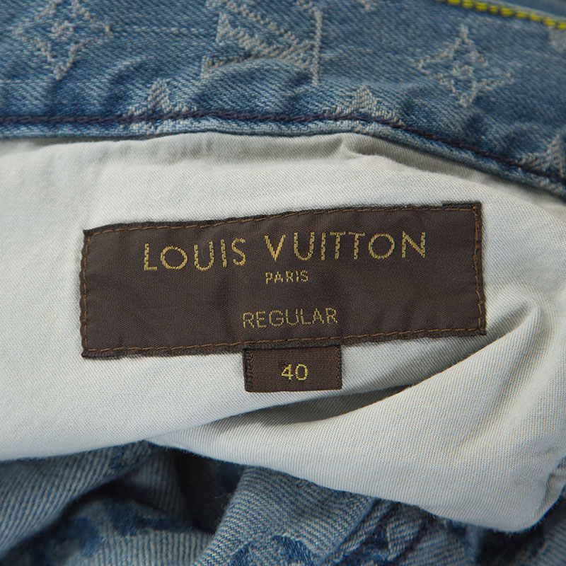 Louis Vuitton x Supreme Blue Monogram Jacquard Denim Jeans M at