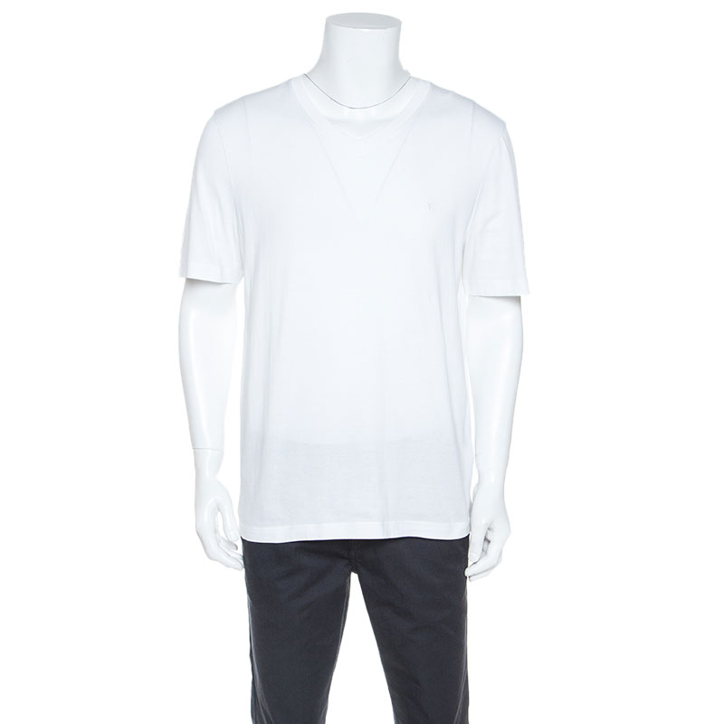 Louis Vuitton White Cotton Classic V Neck T-Shirt XXL Louis Vuitton