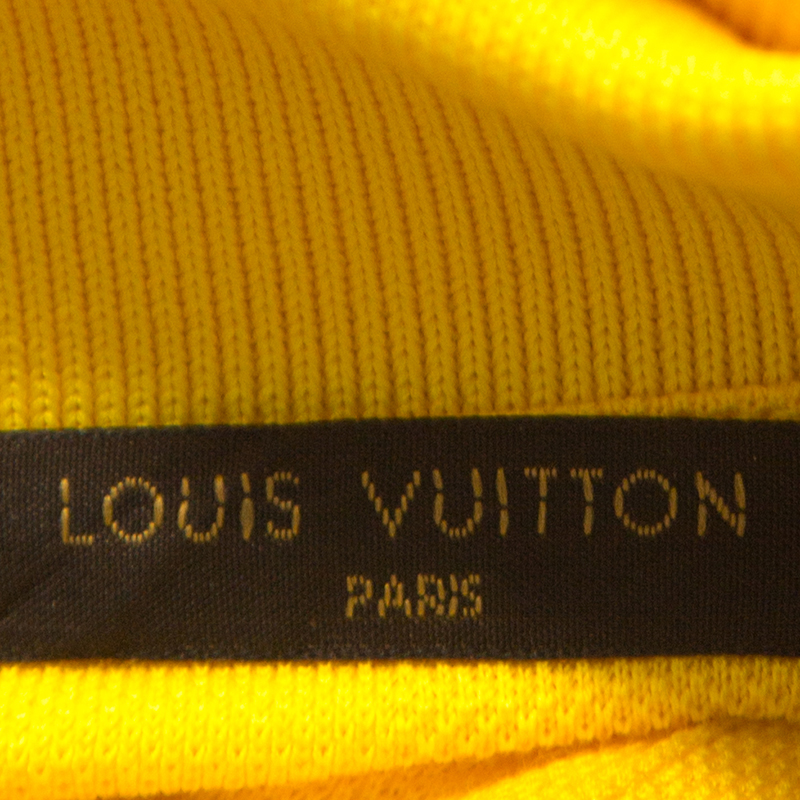 Louis Vuitton Yellow Patterned Cotton Knit Polo T-shirt XS Louis
